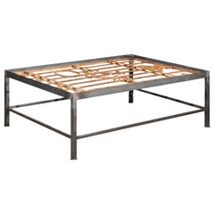 French Contemporary Coffee Table Made from 19th Century Wrought-Iron Balcony