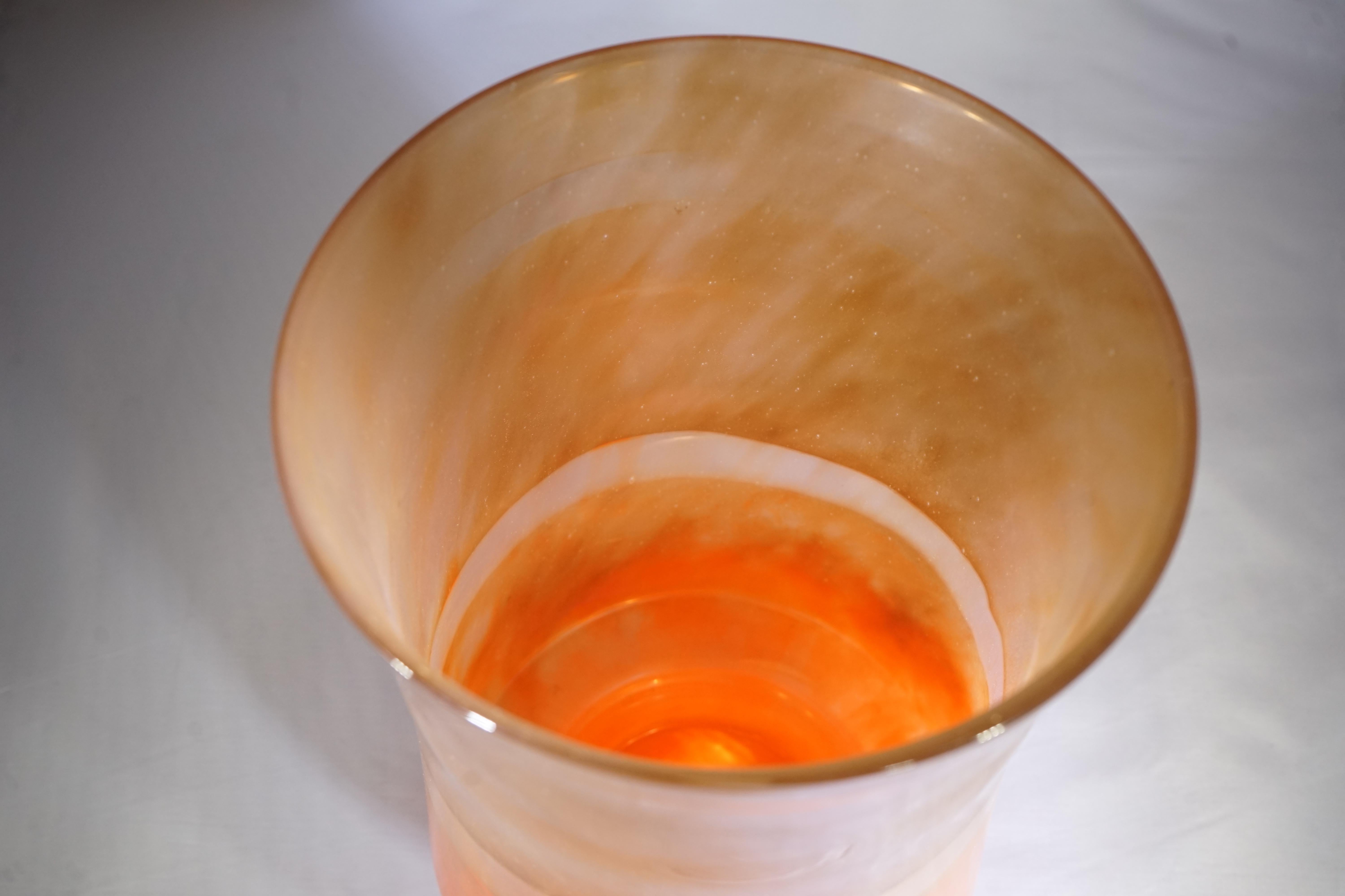 French Contemporary French Orange and Amber Glass Vase 1