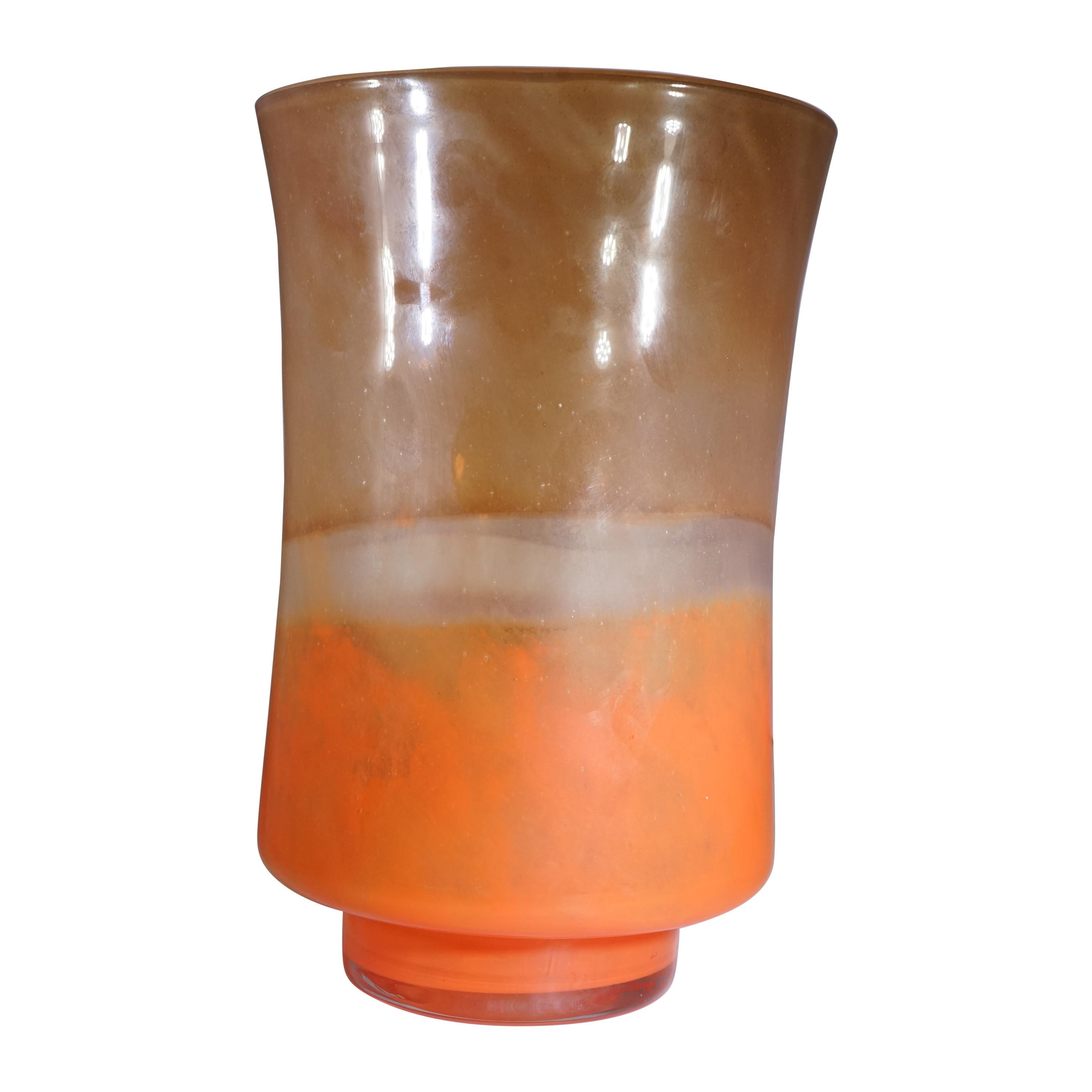 French Contemporary French Orange and Amber Glass Vase