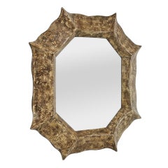 French Contemporary Mirror "Octogone Brun Sépia" By Pascal & Annie