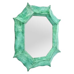 French Contemporary Mirror "Octogone Vert Jade" By Pascal & Annie