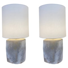 French Contemporary Pair of Glazed Ceramic Lamps