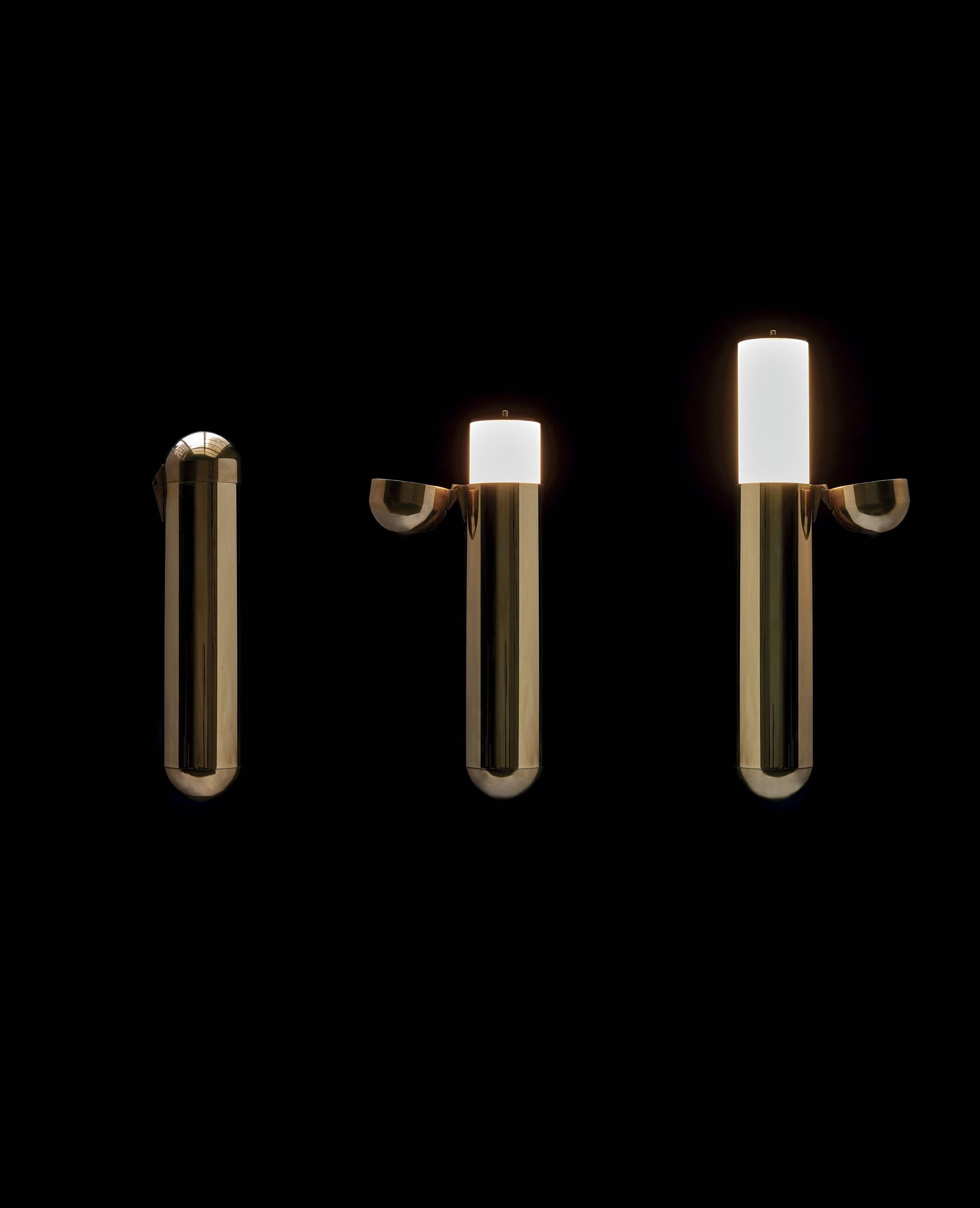 Post-Modern French Contemporary Polished Brass Sconce ISP For Sale