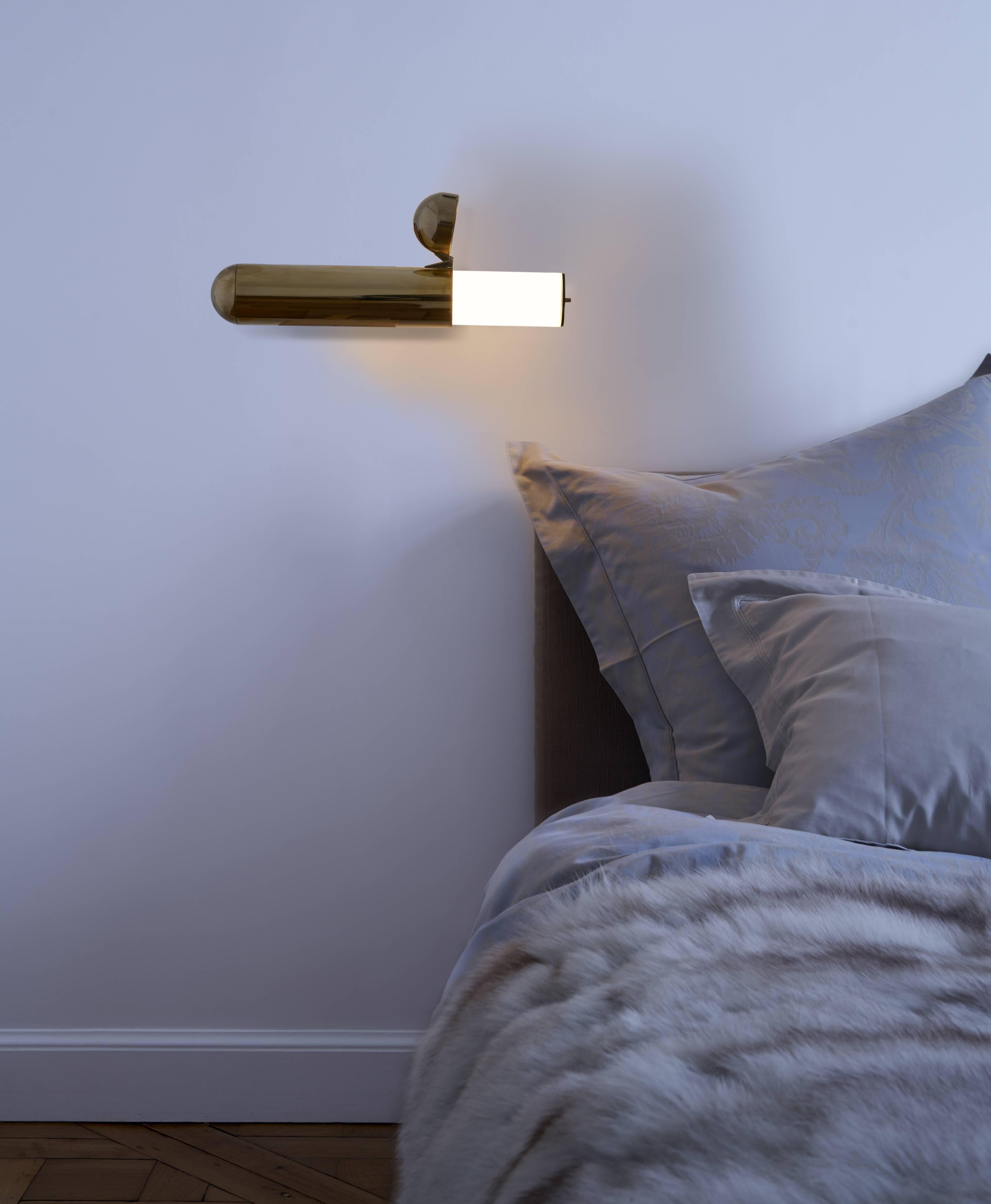 French Contemporary Polished Brass Sconce ISP For Sale 2