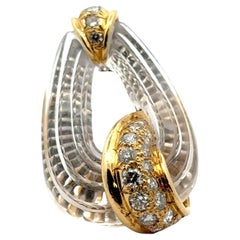 French Contemporary Rock Crystal Diamond 18 Karat Yellow Gold Cocktail Ring