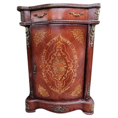 French Continental Mahogany Marquetry and Metal Decorated Side Console Cabinet