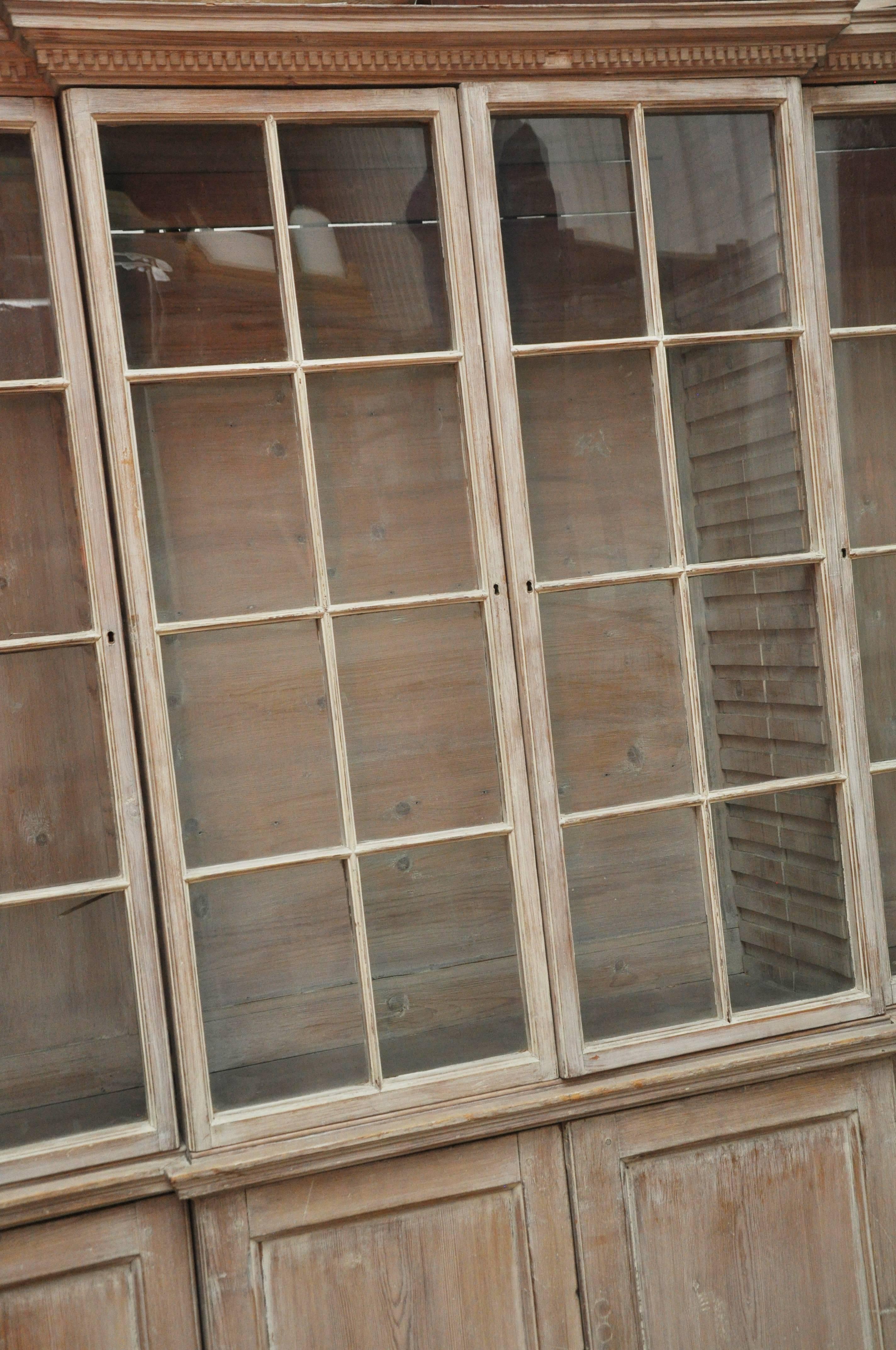 French Provincial French Continental Pickled White Wash Breakfront