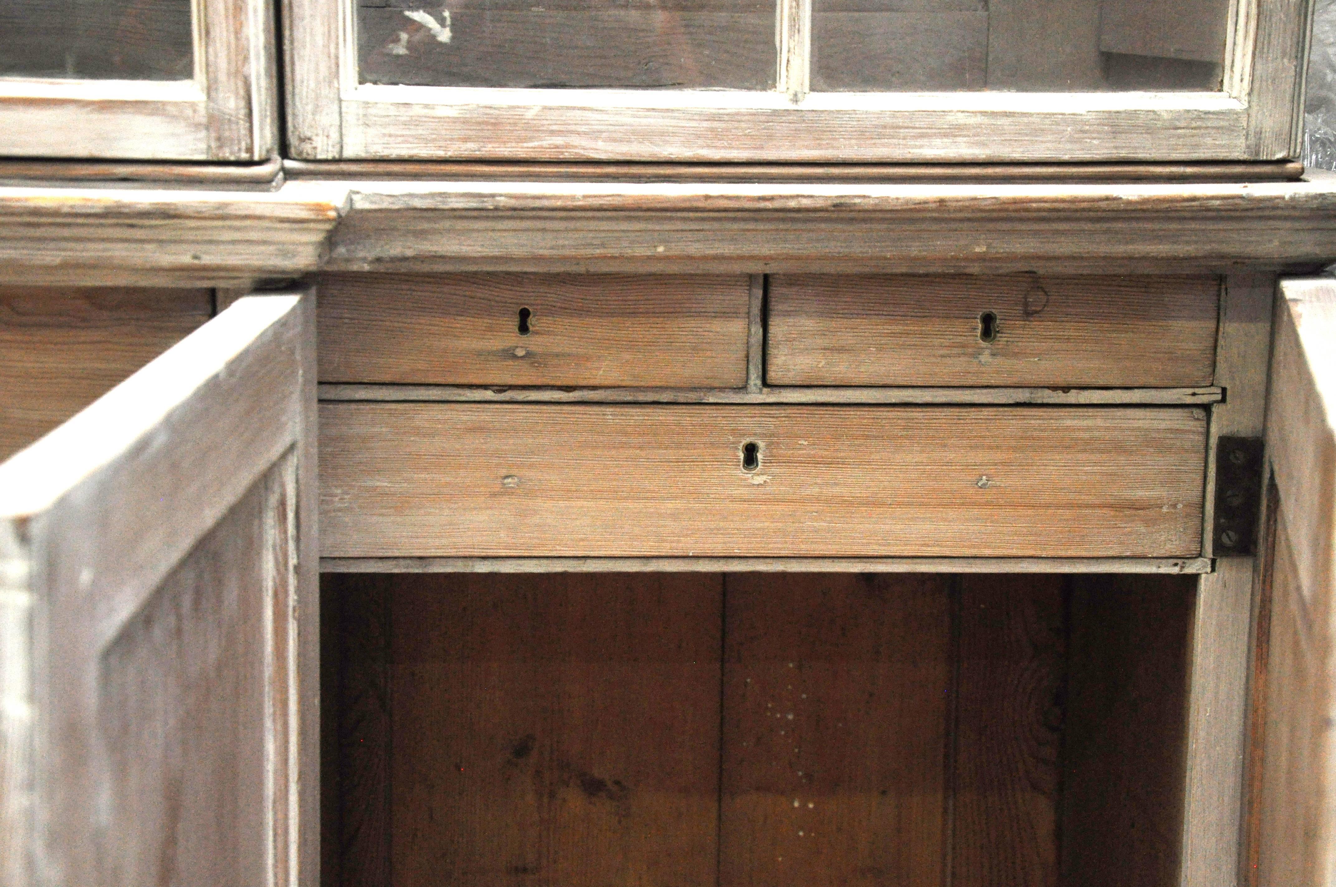 French Continental Pickled White Wash Breakfront 3