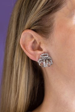 Umwandelbare 'Double Clip', Diamant-Blumen-Spray-Brosche und Ohrclips