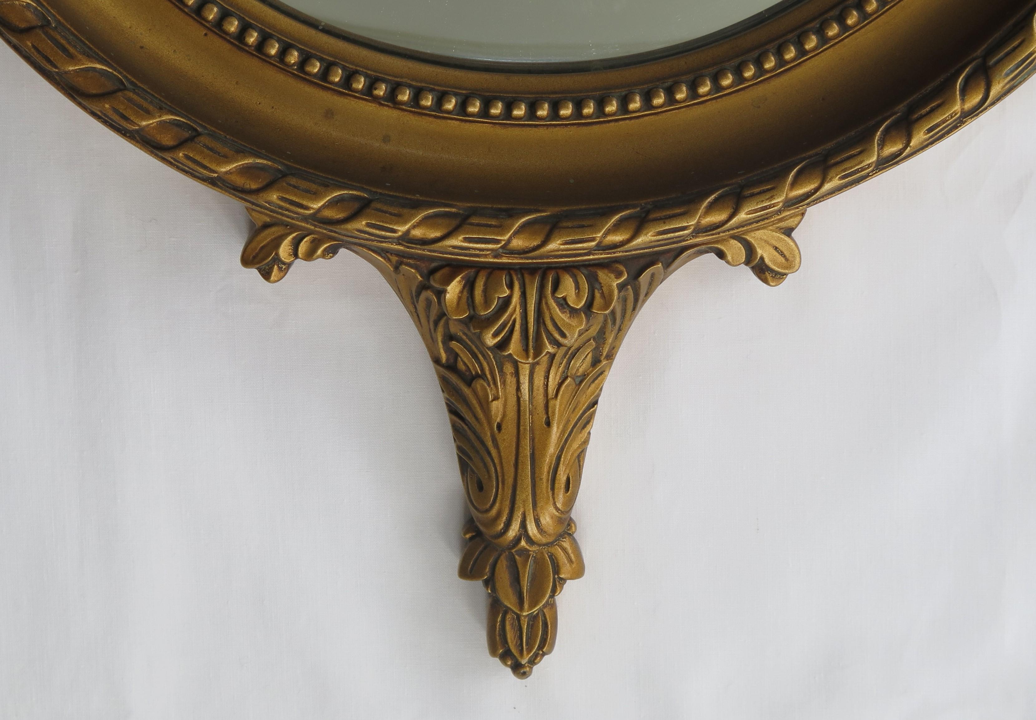 French Convex Wall Mirror in the Empire Style Gilt Wood, Circa 1930s 8