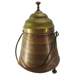 French Copper and Brass Arts & Crafts Footed Vessel with Lid