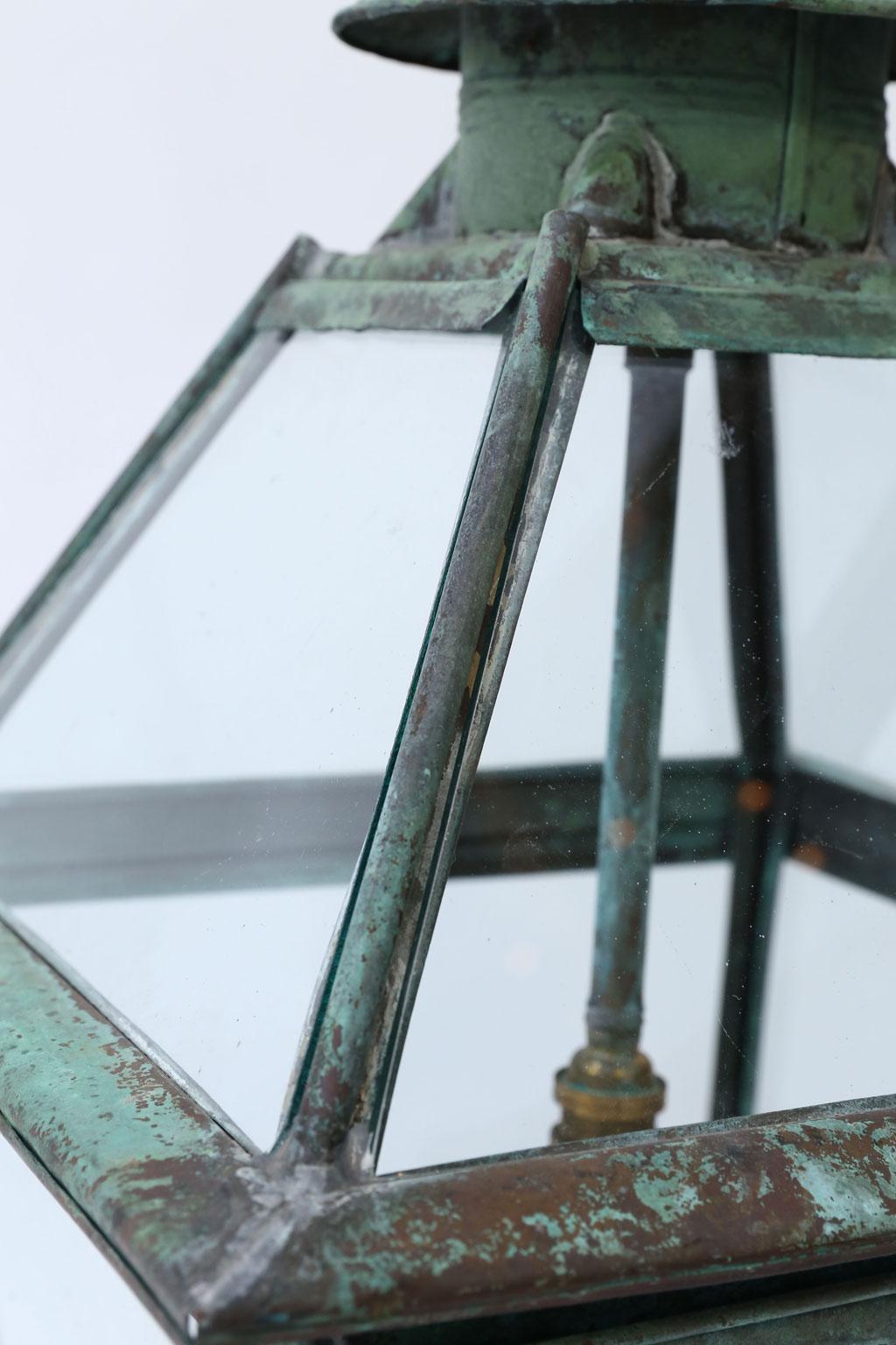 Green Verdigris Copper and Brass French Lantern 5