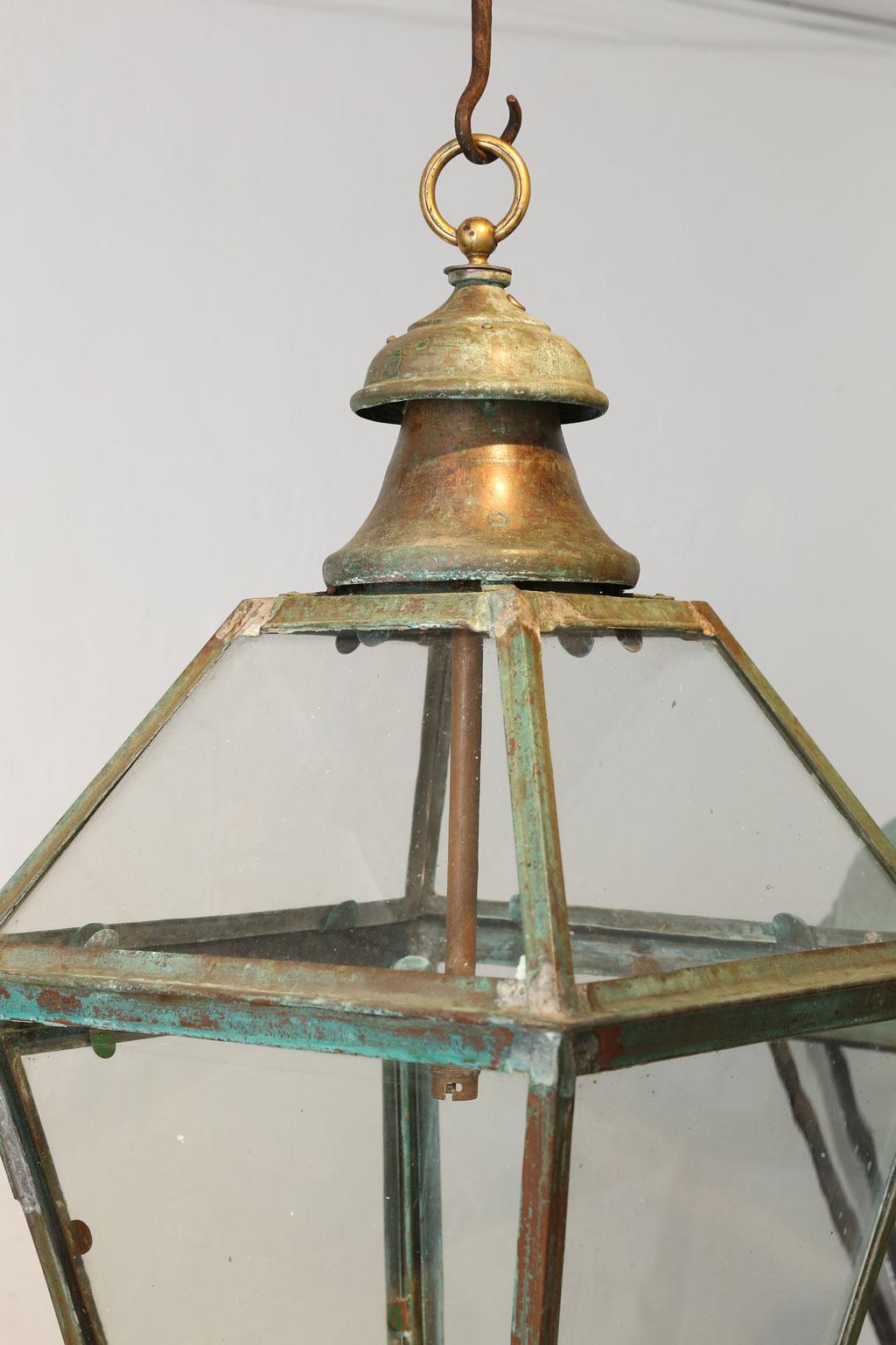 Green-Verdigris Copper and Brass Lantern 4