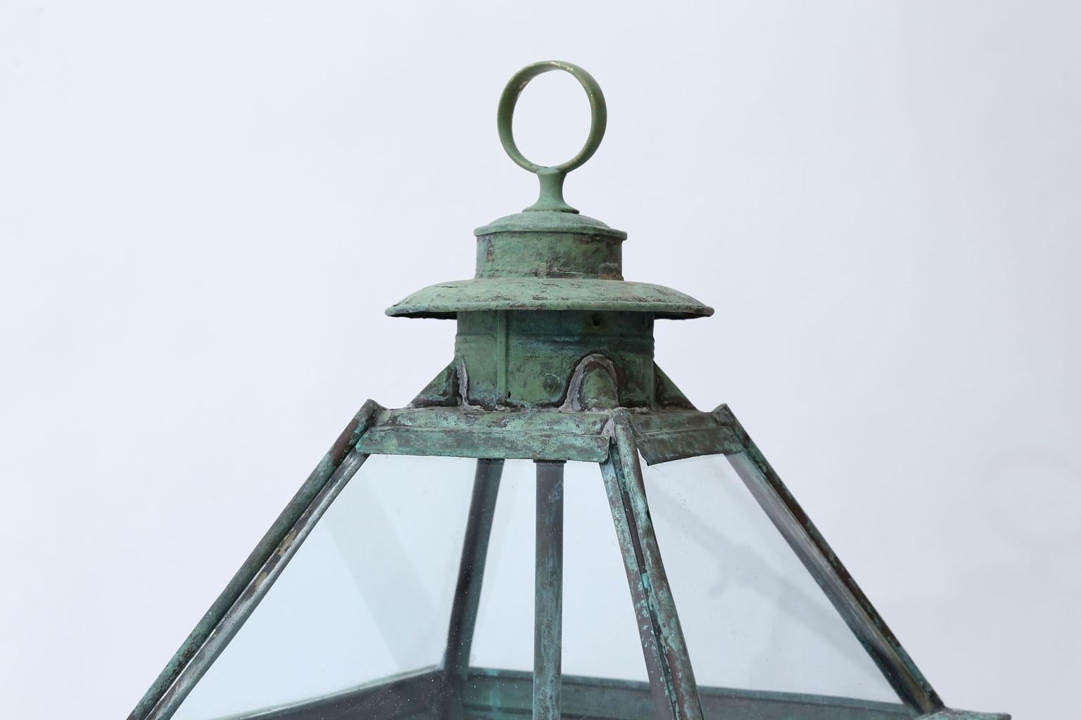 Green Verdigris Copper and Brass French Lantern 7