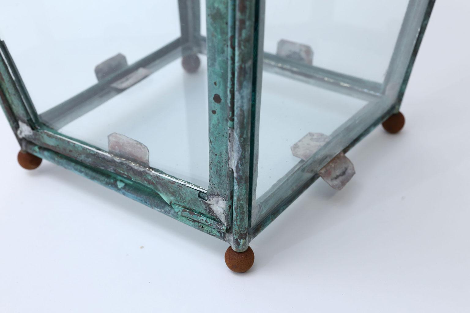 Green Verdigris Copper and Brass French Lantern 10