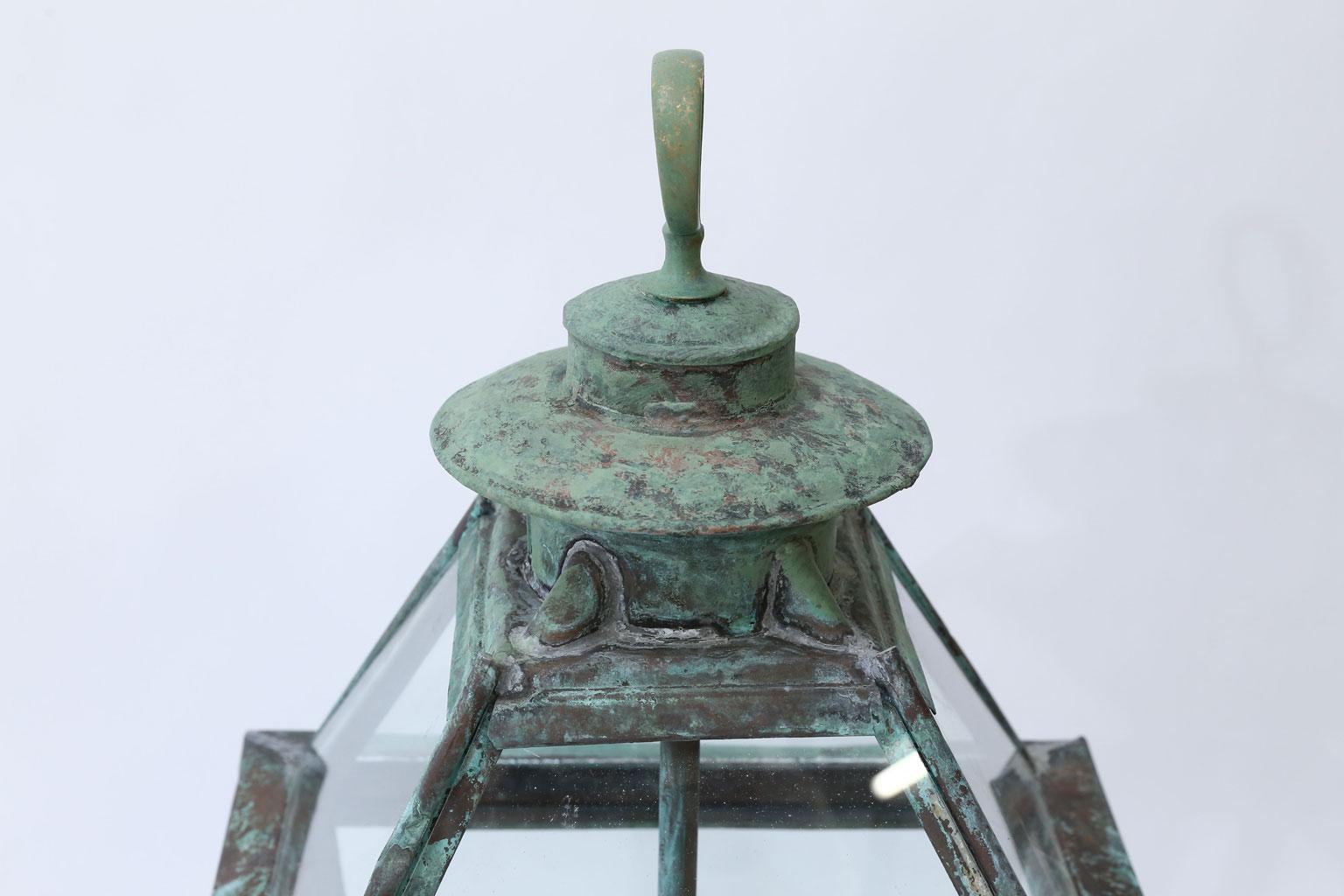 Green Verdigris Copper and Brass French Lantern 11