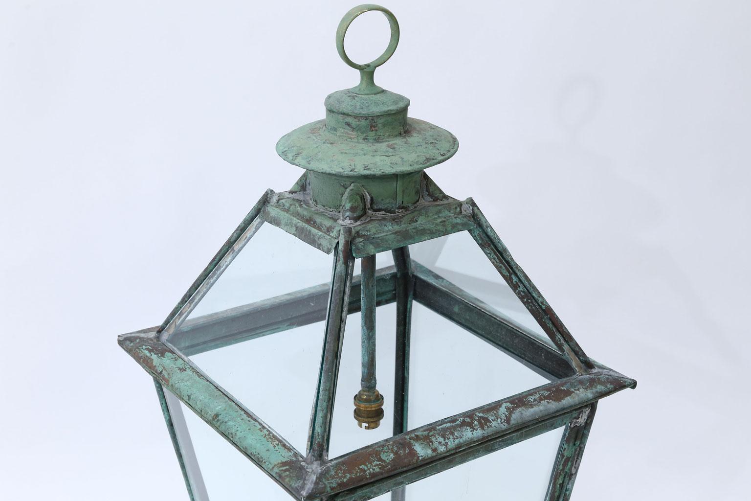 Green Verdigris Copper and Brass French Lantern 13