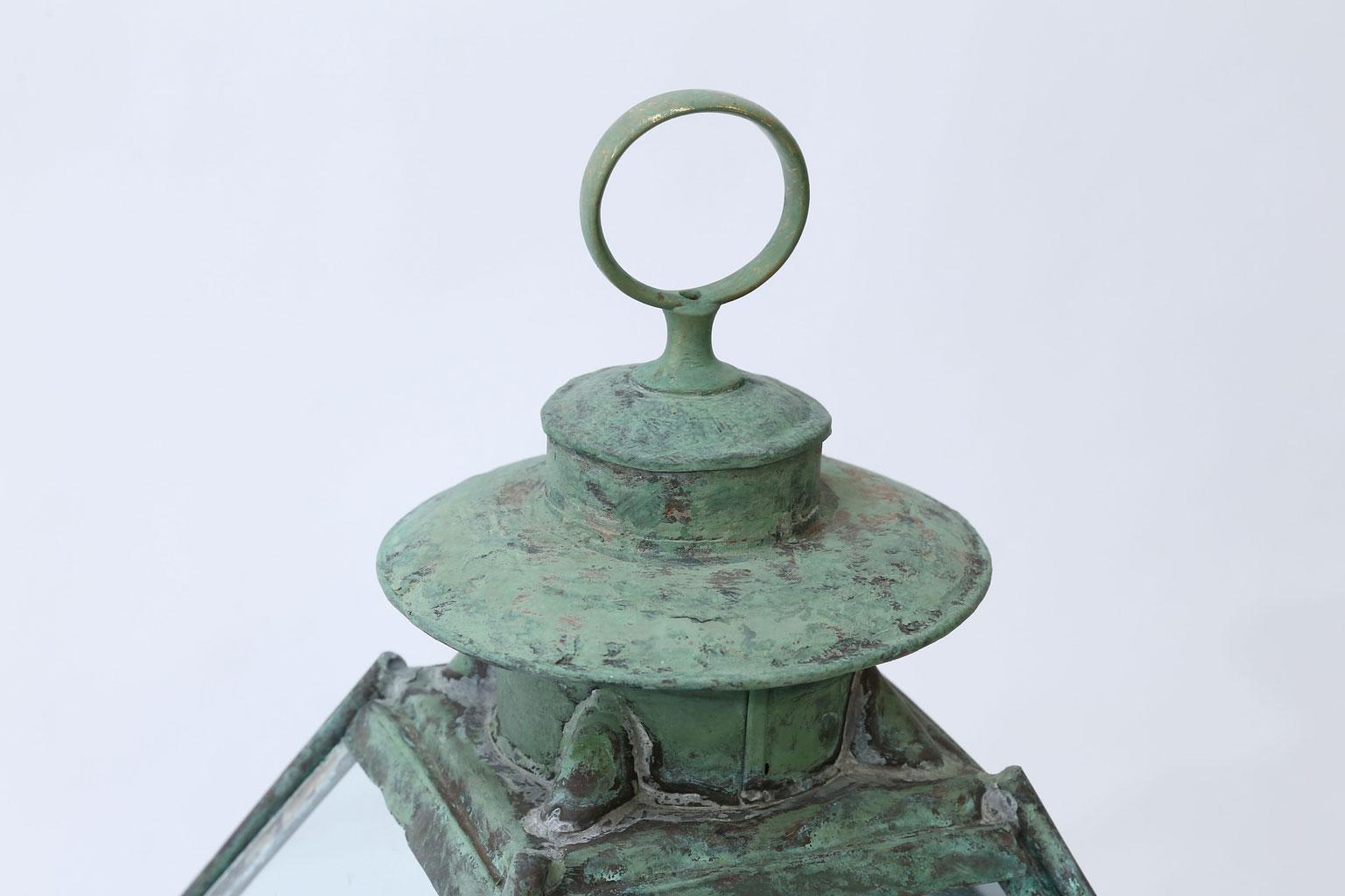 Green Verdigris Copper and Brass French Lantern 1