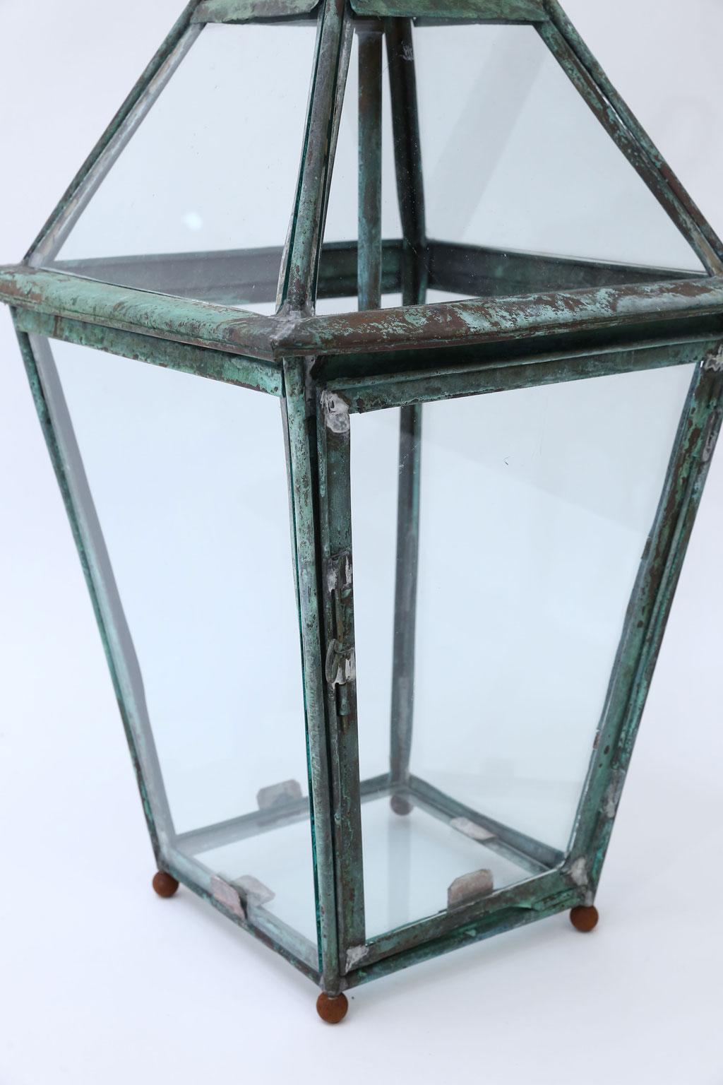 Green Verdigris Copper and Brass French Lantern 2