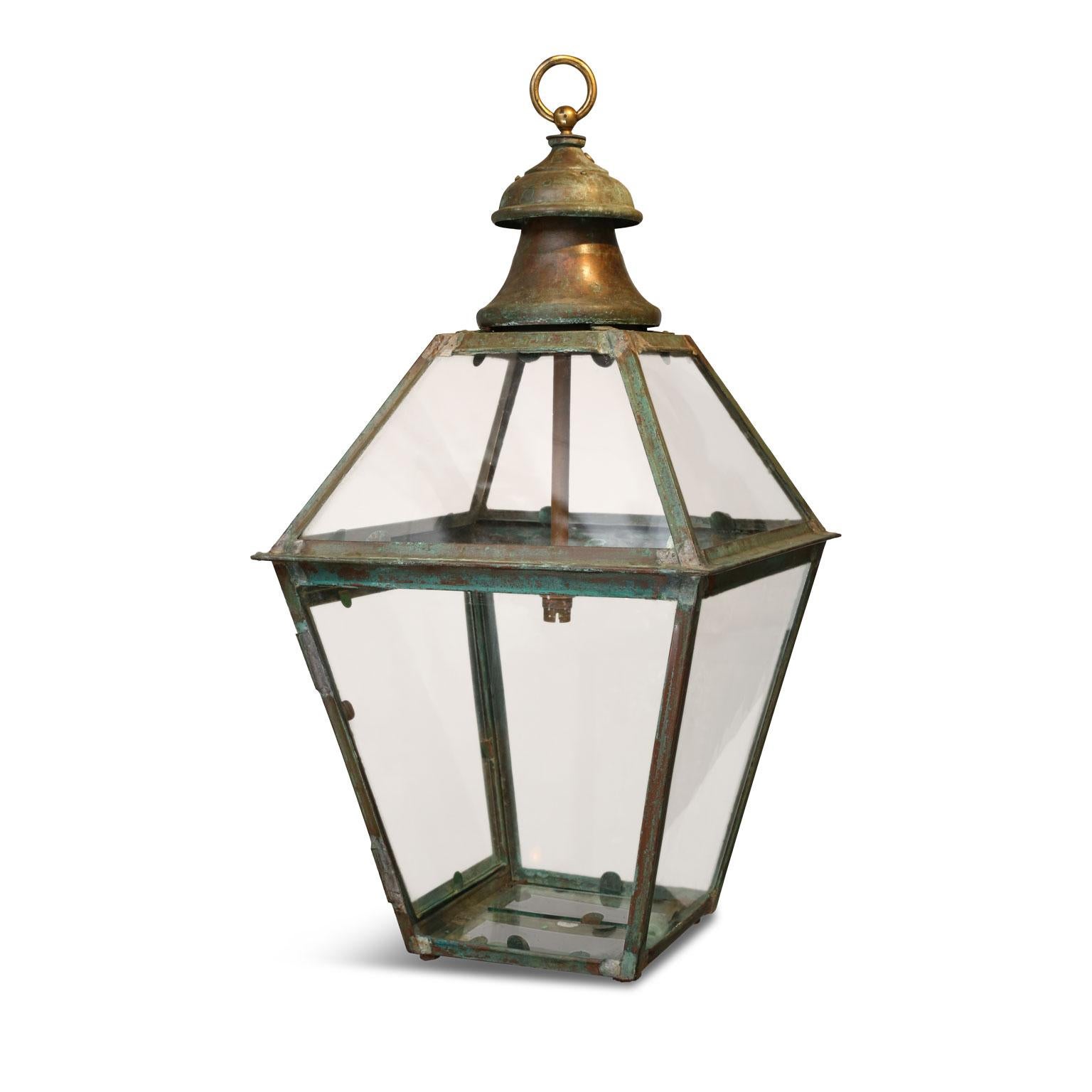 Green-Verdigris Copper and Brass Lantern 1