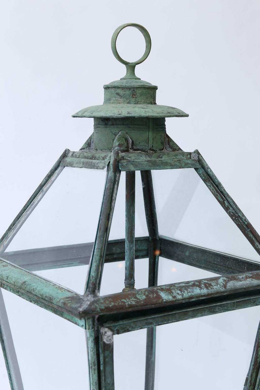 Green Verdigris Copper and Brass French Lantern 3