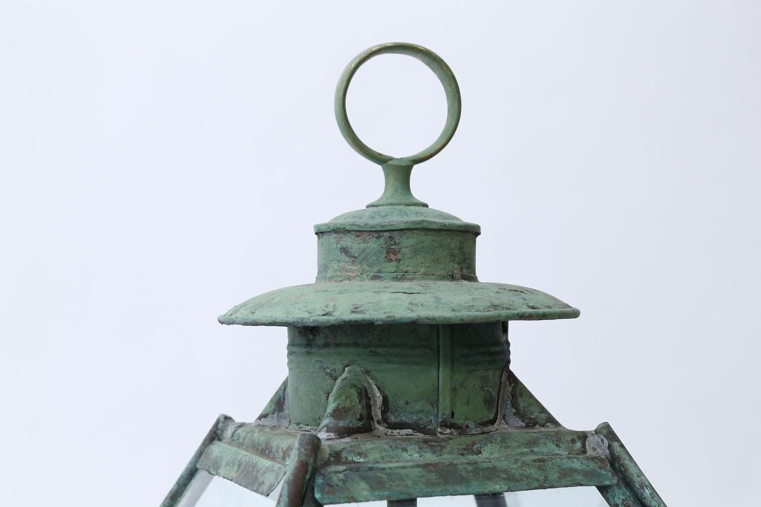Green Verdigris Copper and Brass French Lantern 4