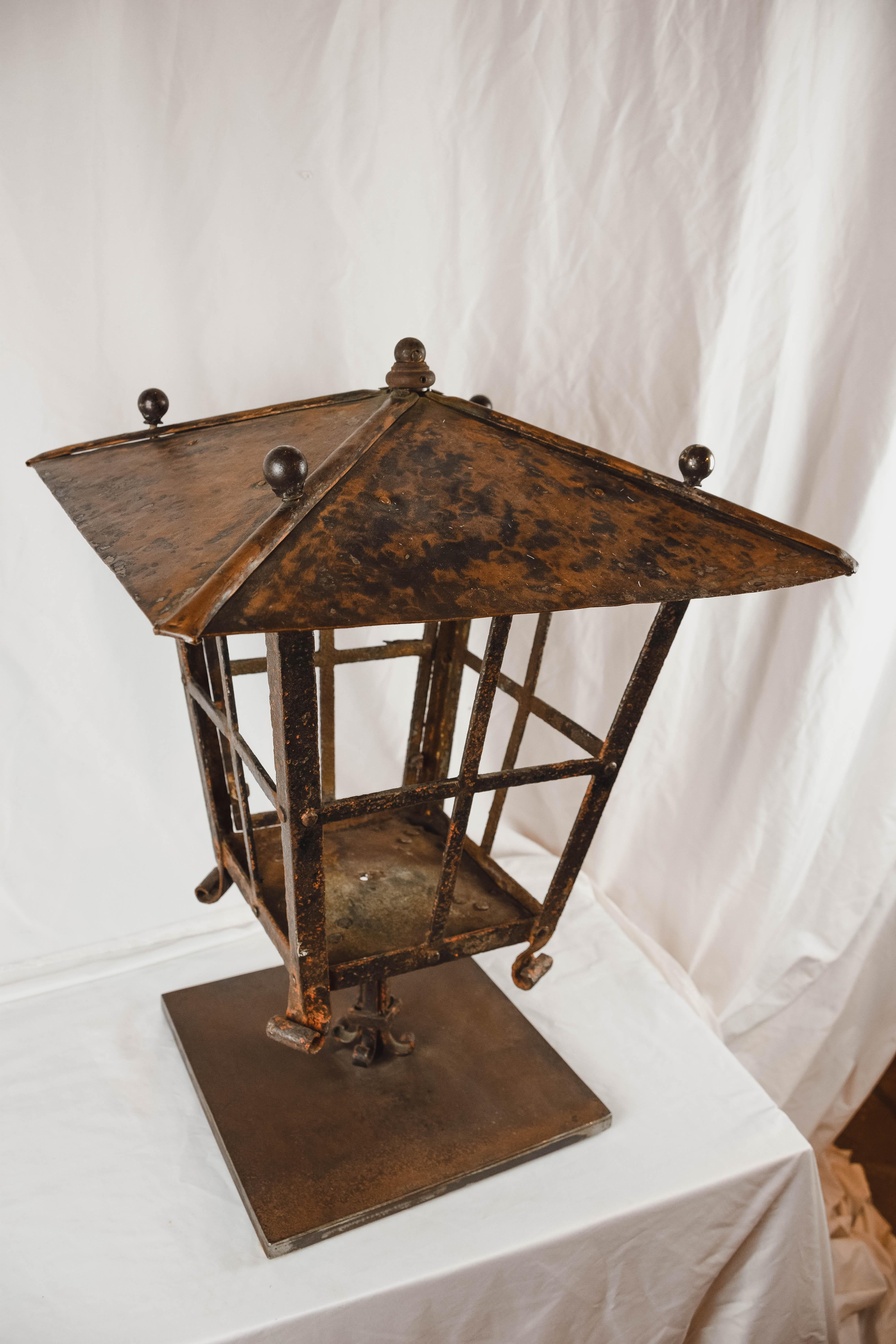 French Copper and Iron Lantern For Sale 6