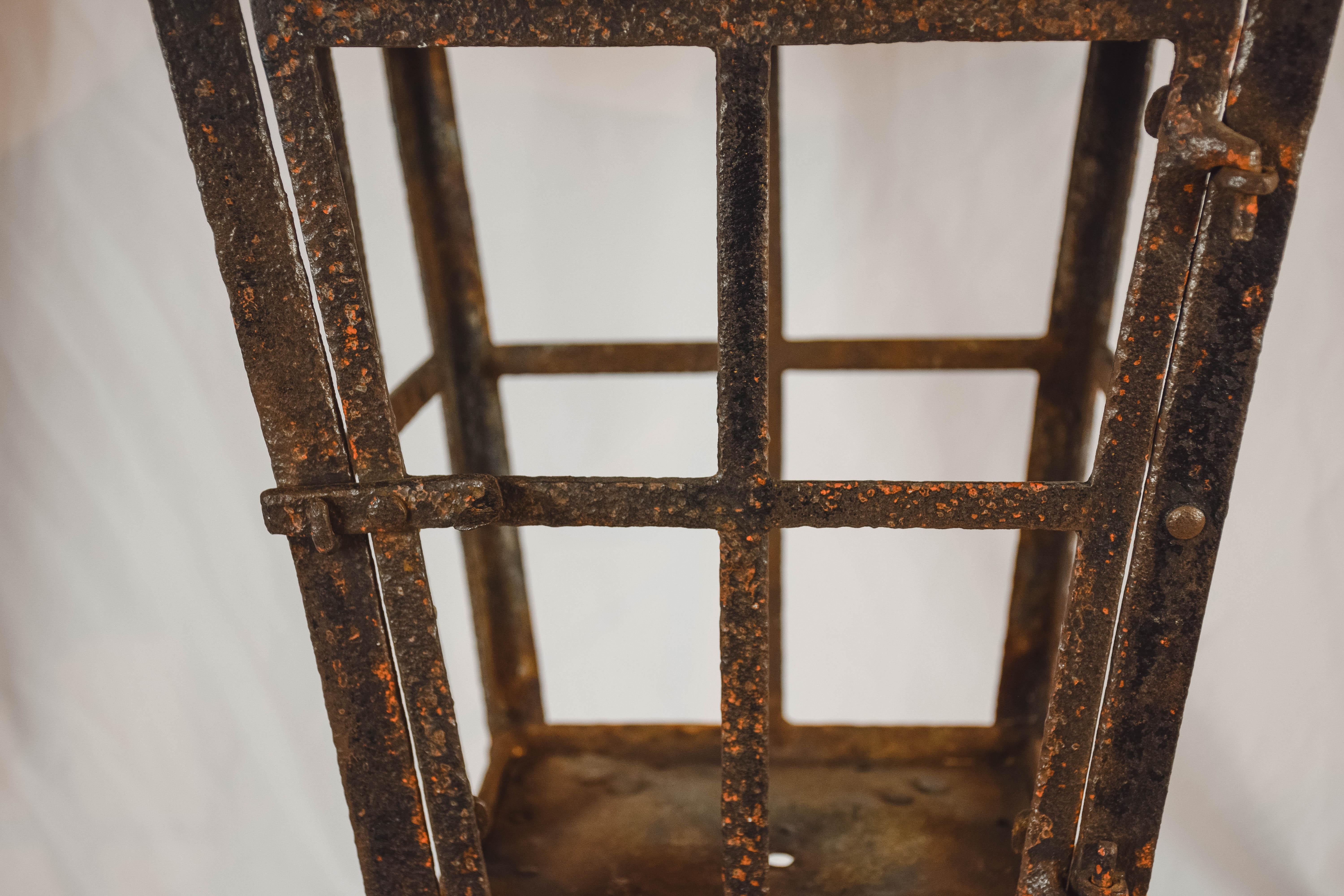 French Provincial French Copper and Iron Lantern For Sale