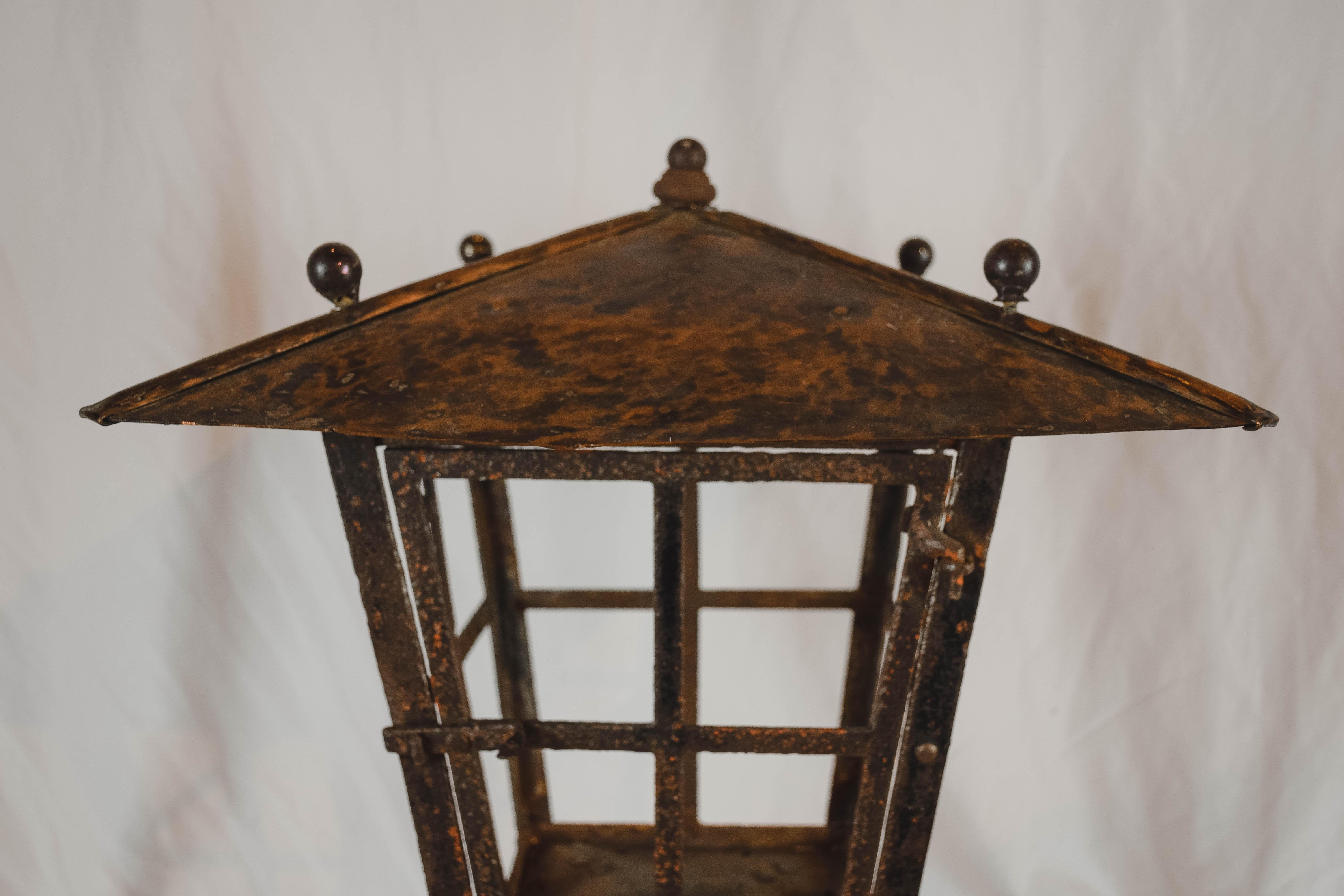 English French Copper and Iron Lantern For Sale
