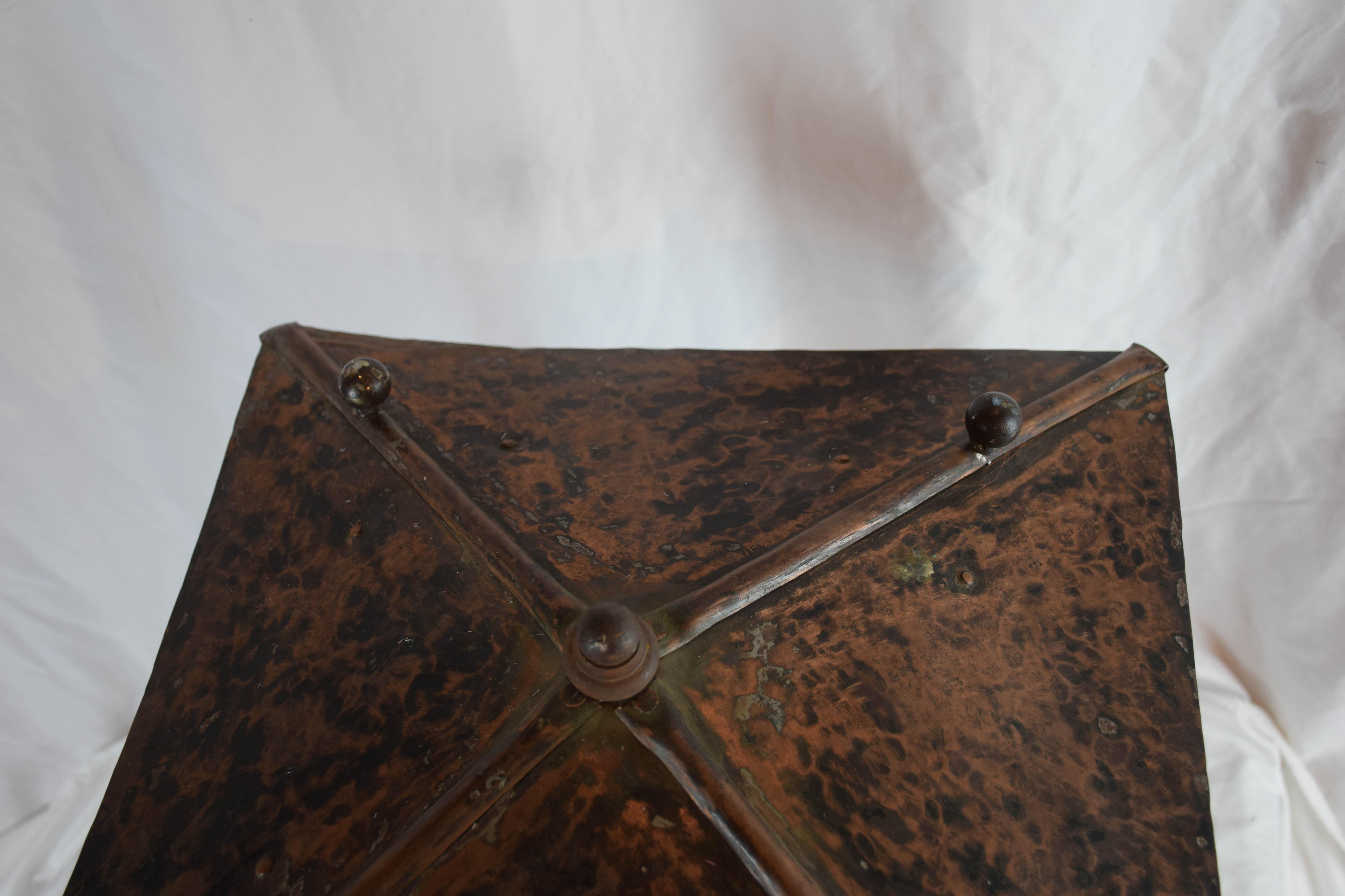 Metal French Copper and Iron Lantern For Sale