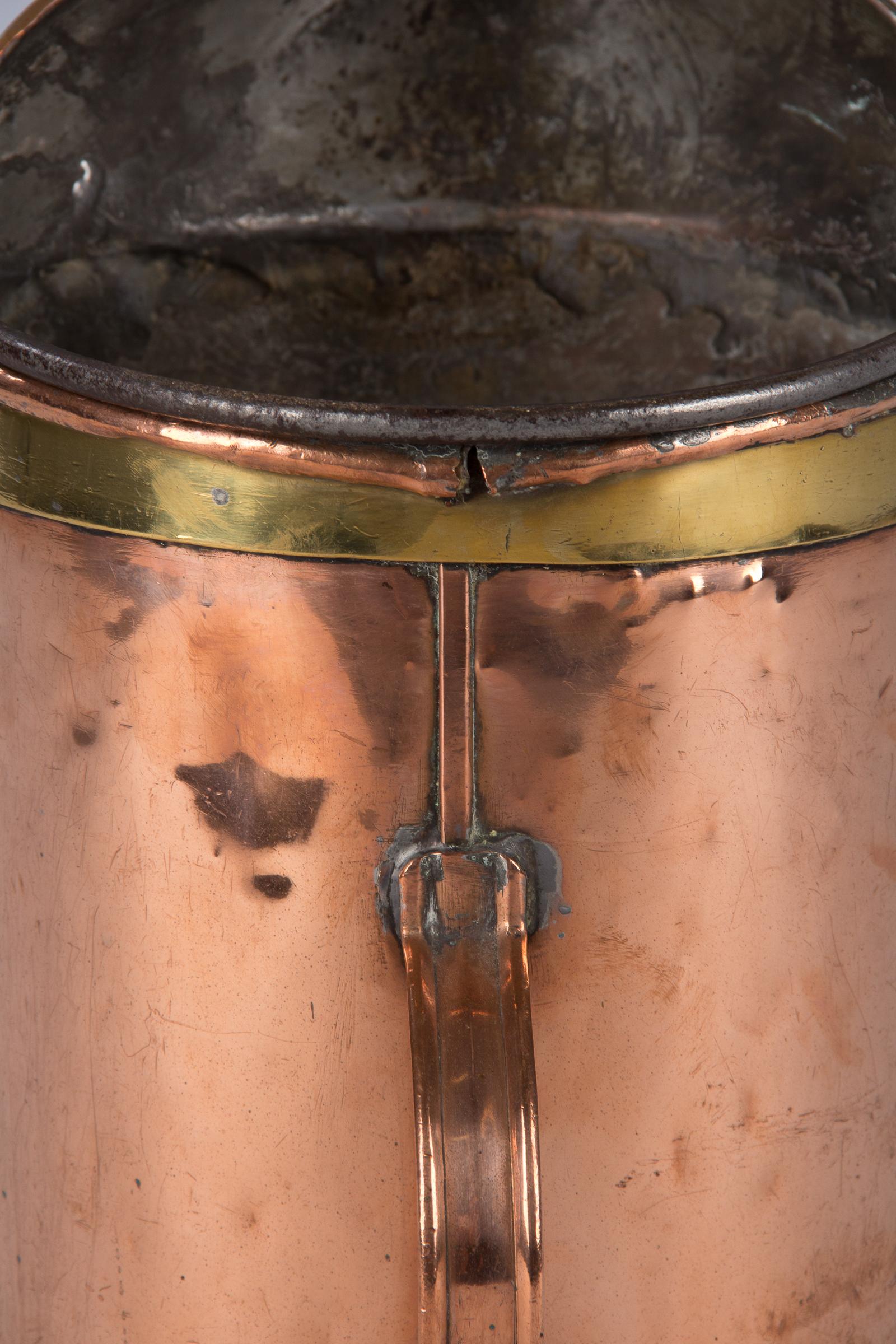 French Copper Bucket with Brass Trim, Late 1800s For Sale 2