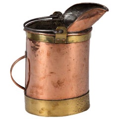 French Copper Bucket with Brass Trim, Late 1800s