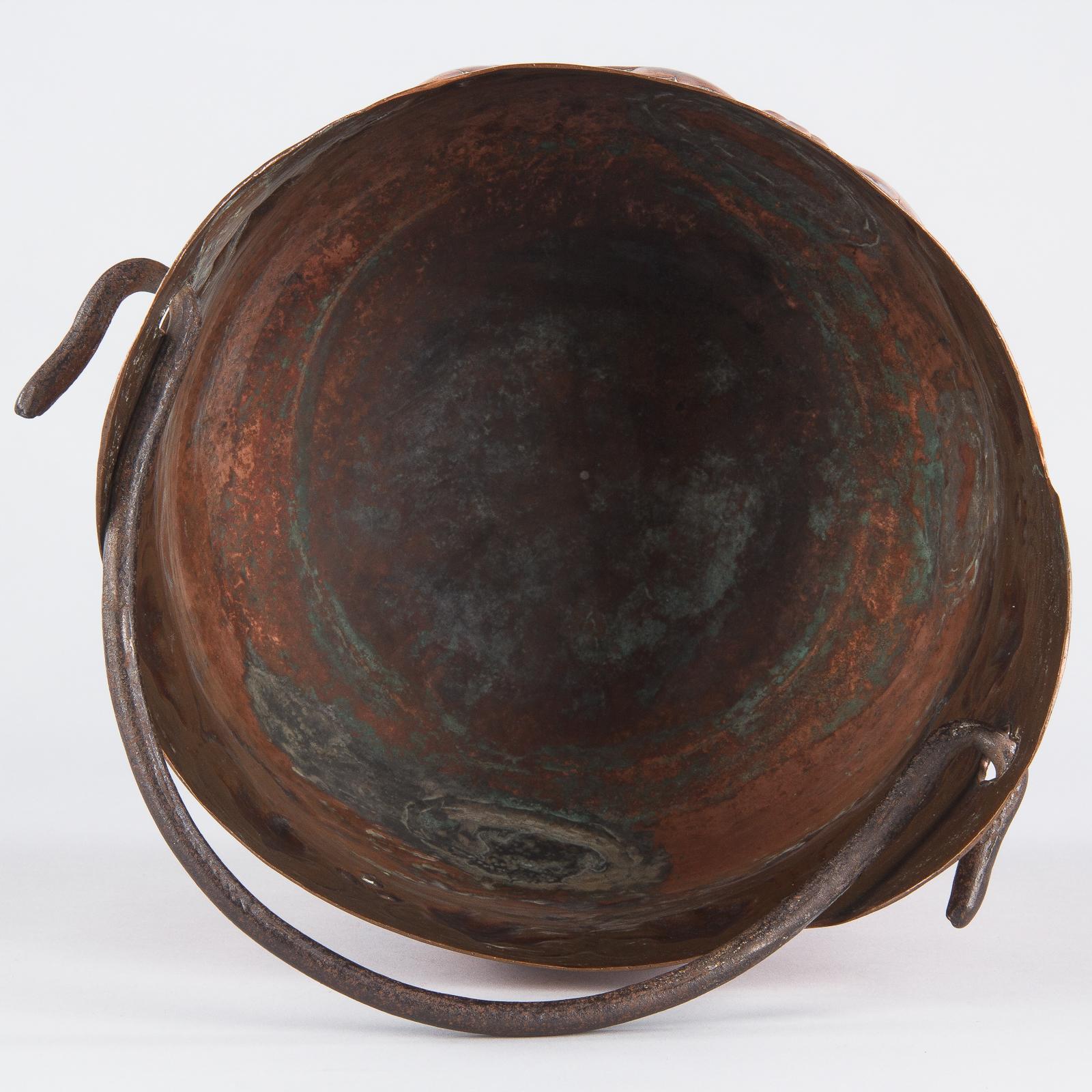 French Copper Cauldron with Forged Iron Handle, 19th Century 3