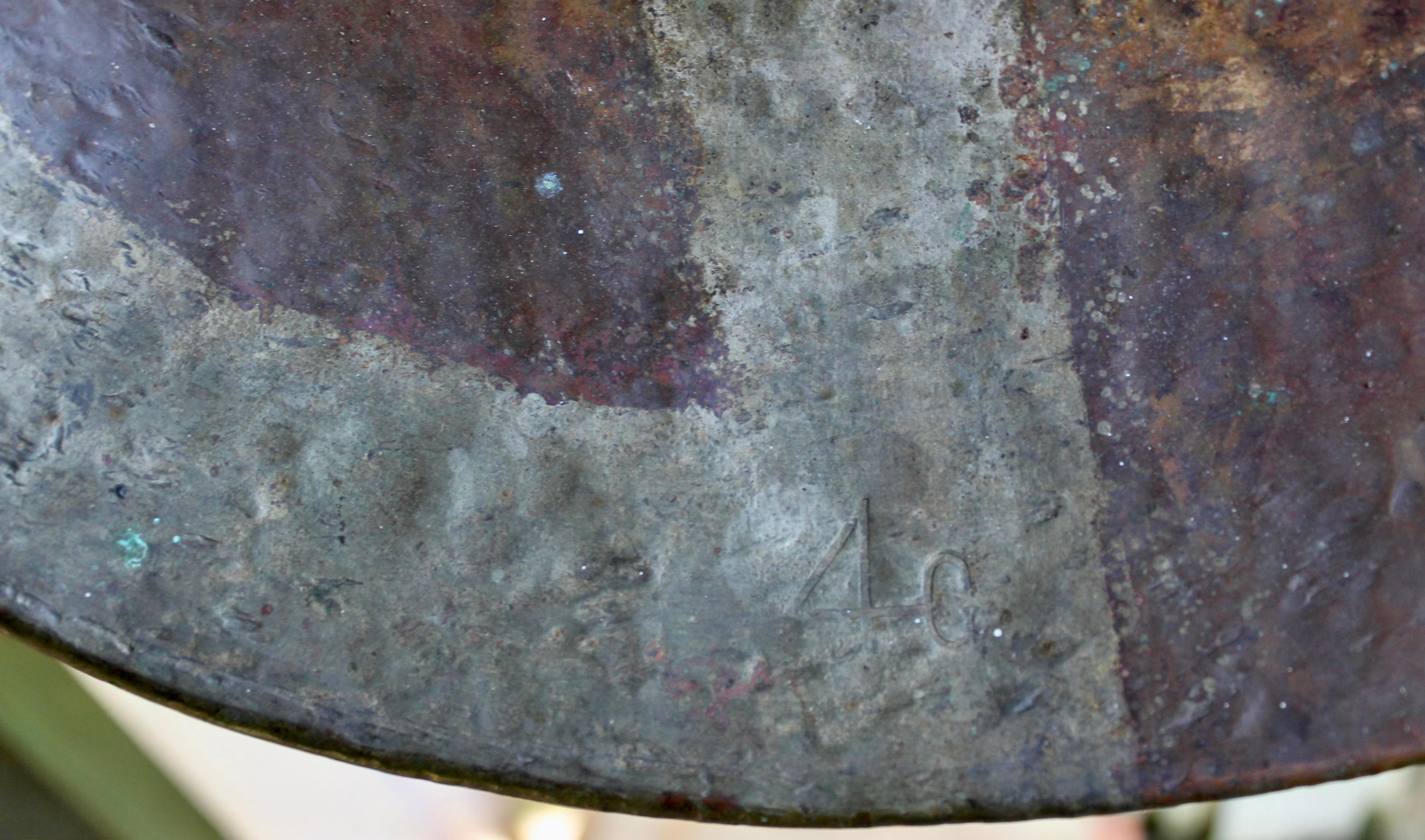 Hammered French Copper Dinanderie Abstract Bowl For Sale