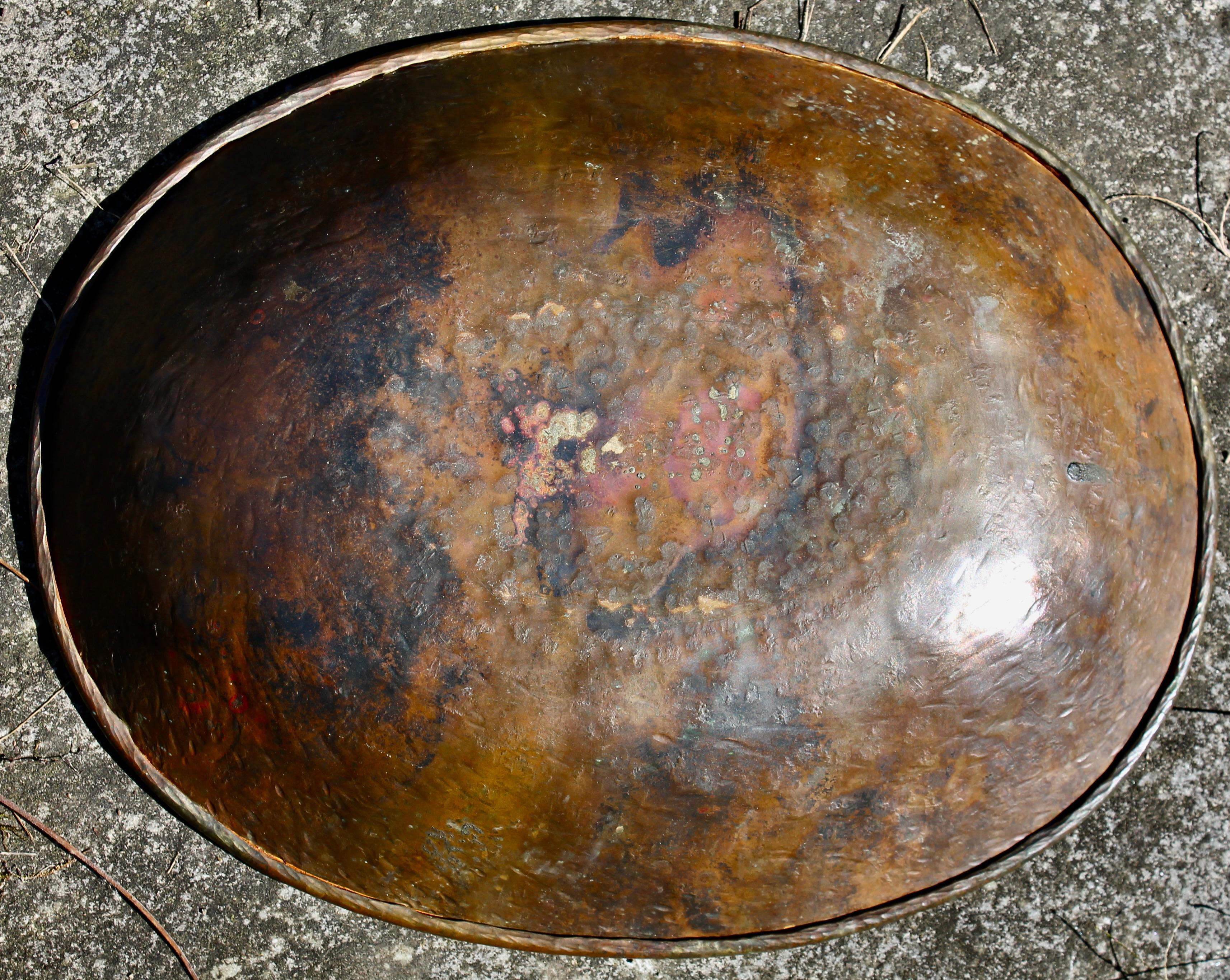French Copper Dinanderie Abstract Bowl For Sale 1