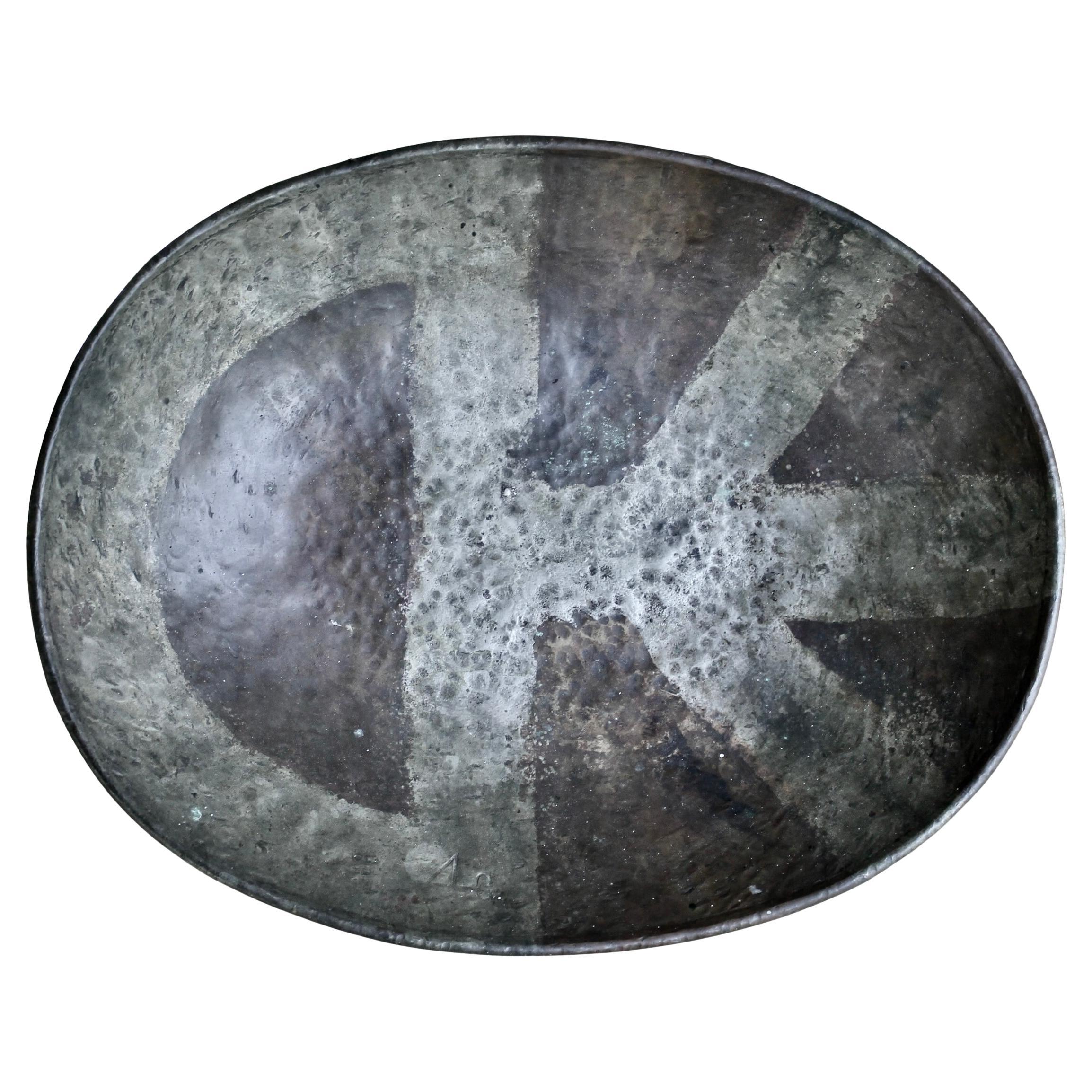 French Copper Dinanderie Abstract Bowl For Sale