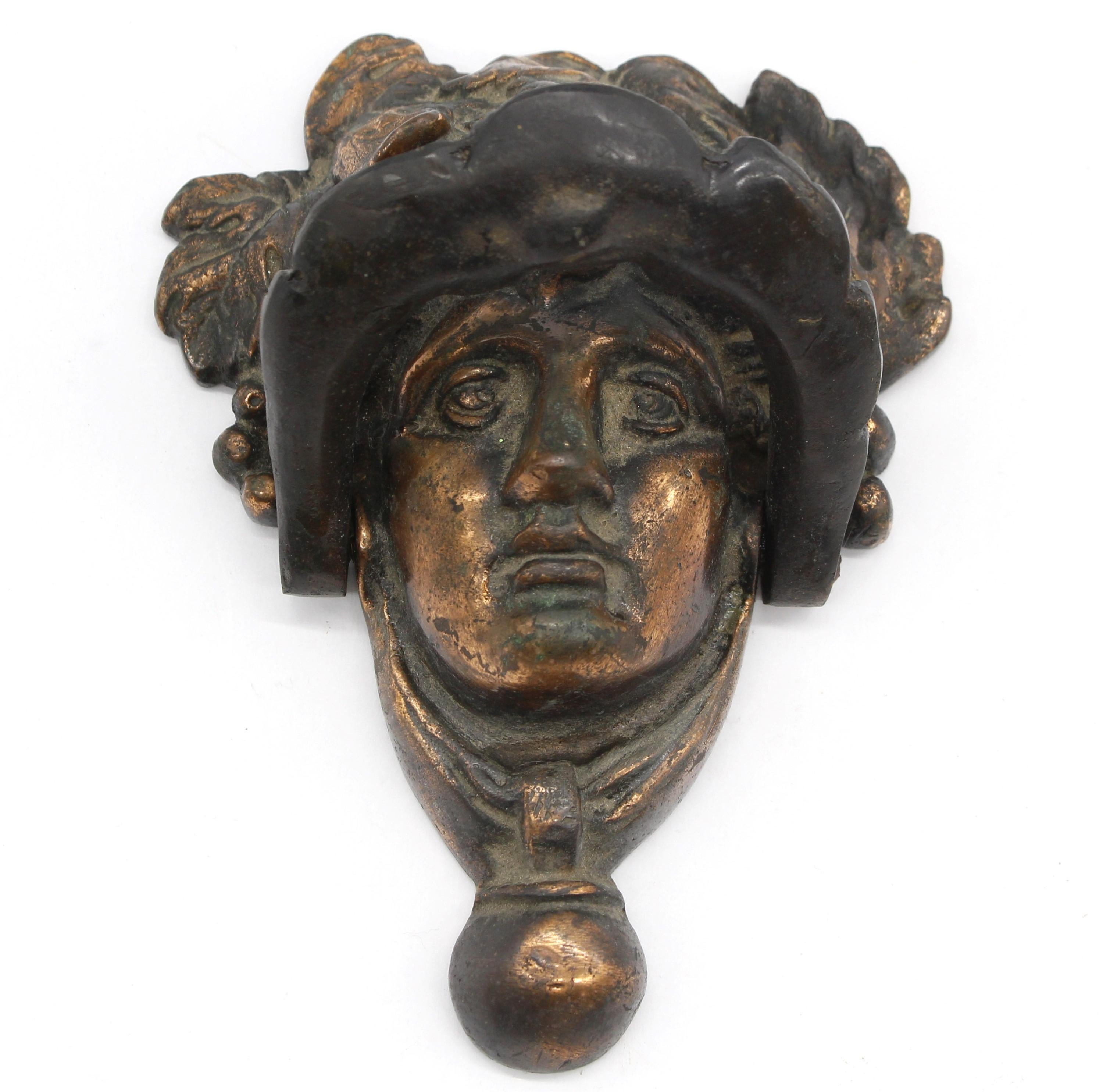 Bronze Heurtoir de porte en bronze à tête de femme en cuivre