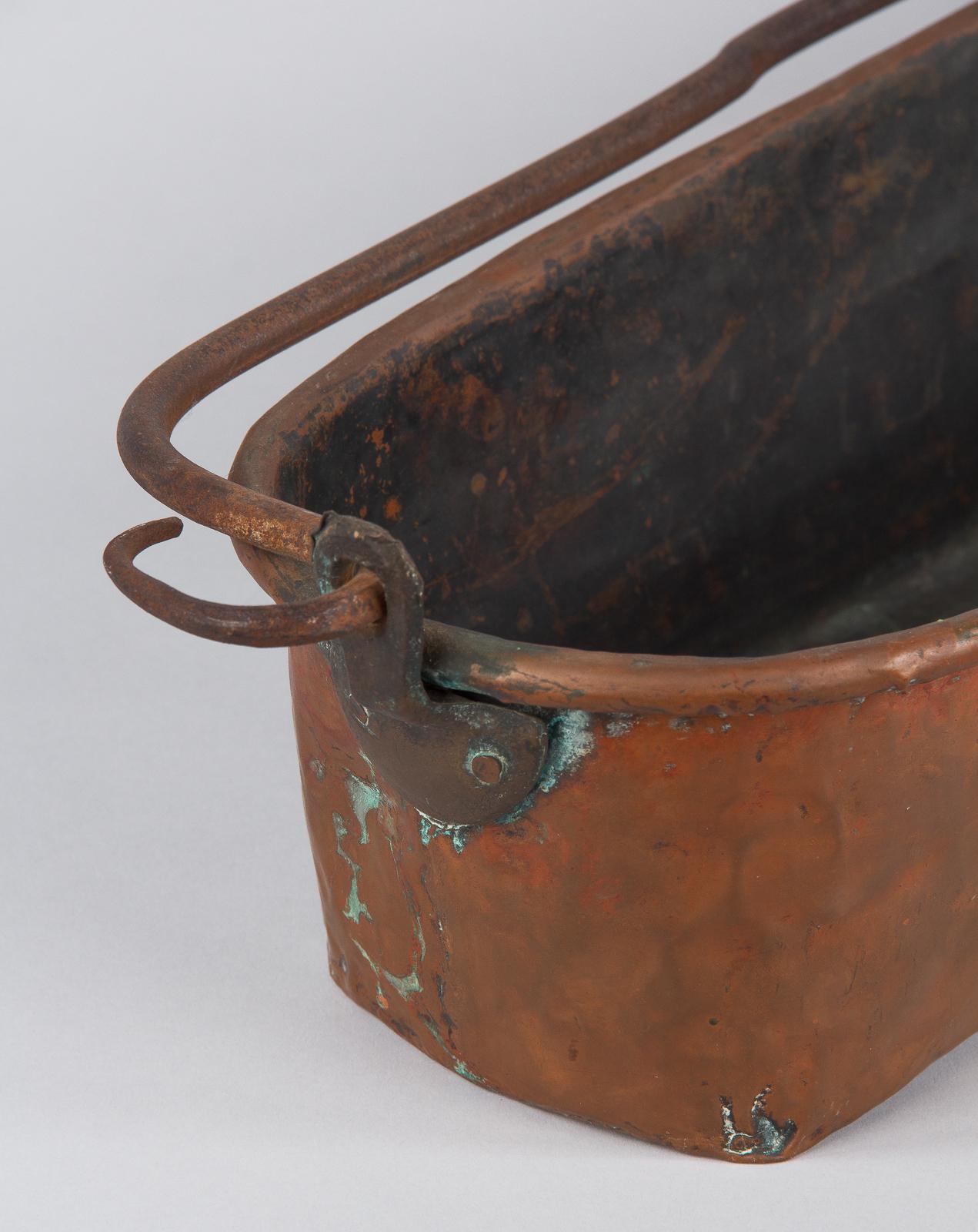 French Copper Fish Kettle Poissoniere, 19th Century In Good Condition In Austin, TX