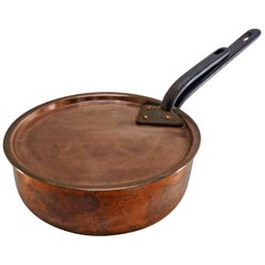 Antique French Copper Frying Pan with Lid