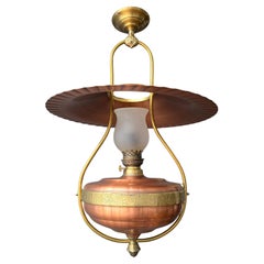 French Copper Hanging Lamp by Cuivres d’Art Géor, circa 1900–1920