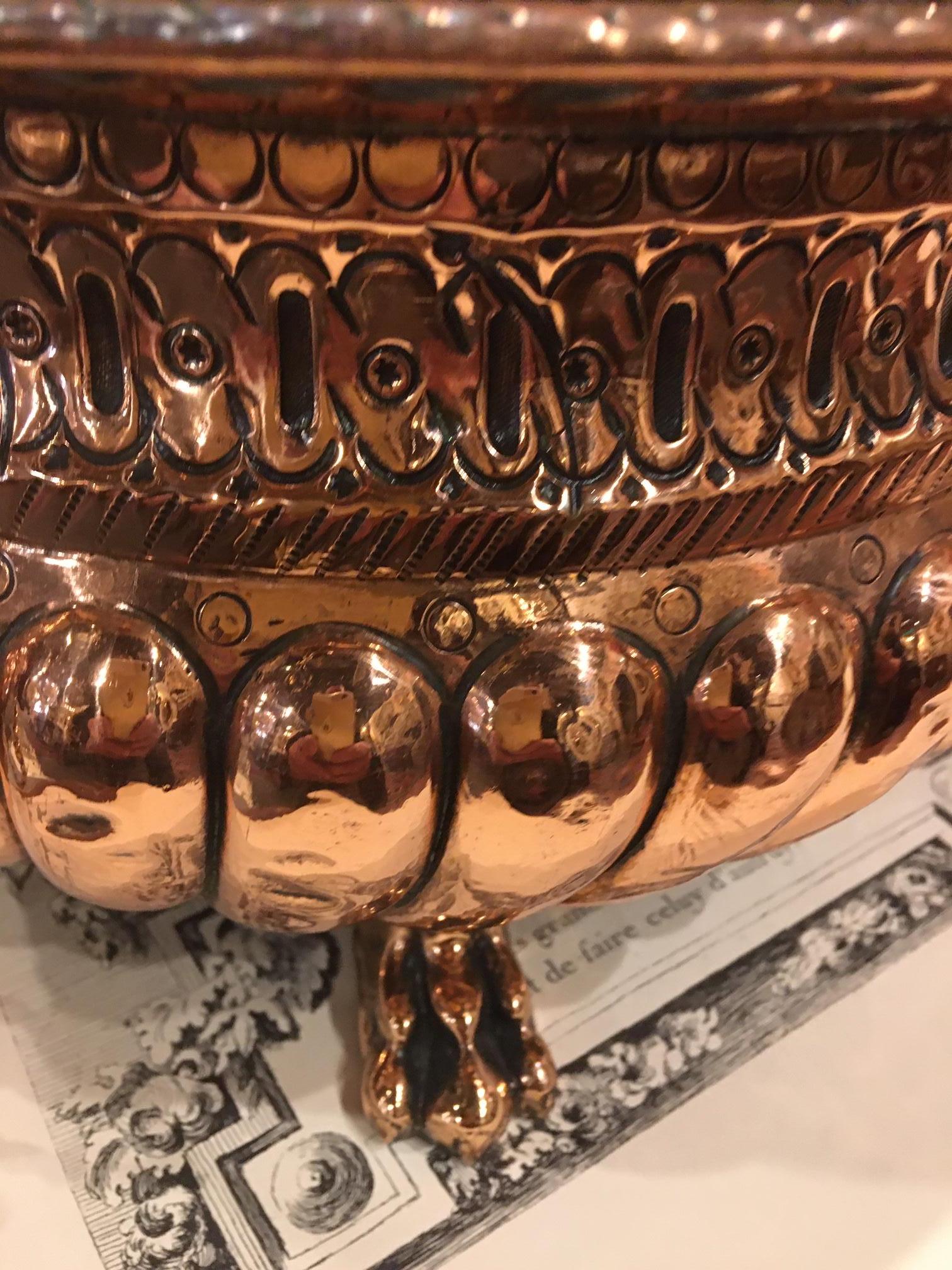 French Copper Jardiniere or Planter with Lion Handles, 19th Century 2