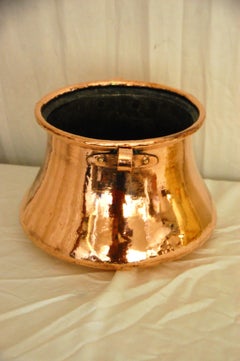 French Copper Mid 19th Century Waisted Pot with Double Handles, Dovetailed