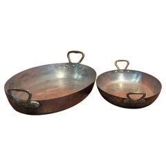 French Copper Oval Roasting Pans — Williams Sonoma, Set of Two (c. 1980s)