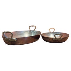 French Copper Oval Roasting Pans — Williams Sonoma, Set of Two (c. 1980s)