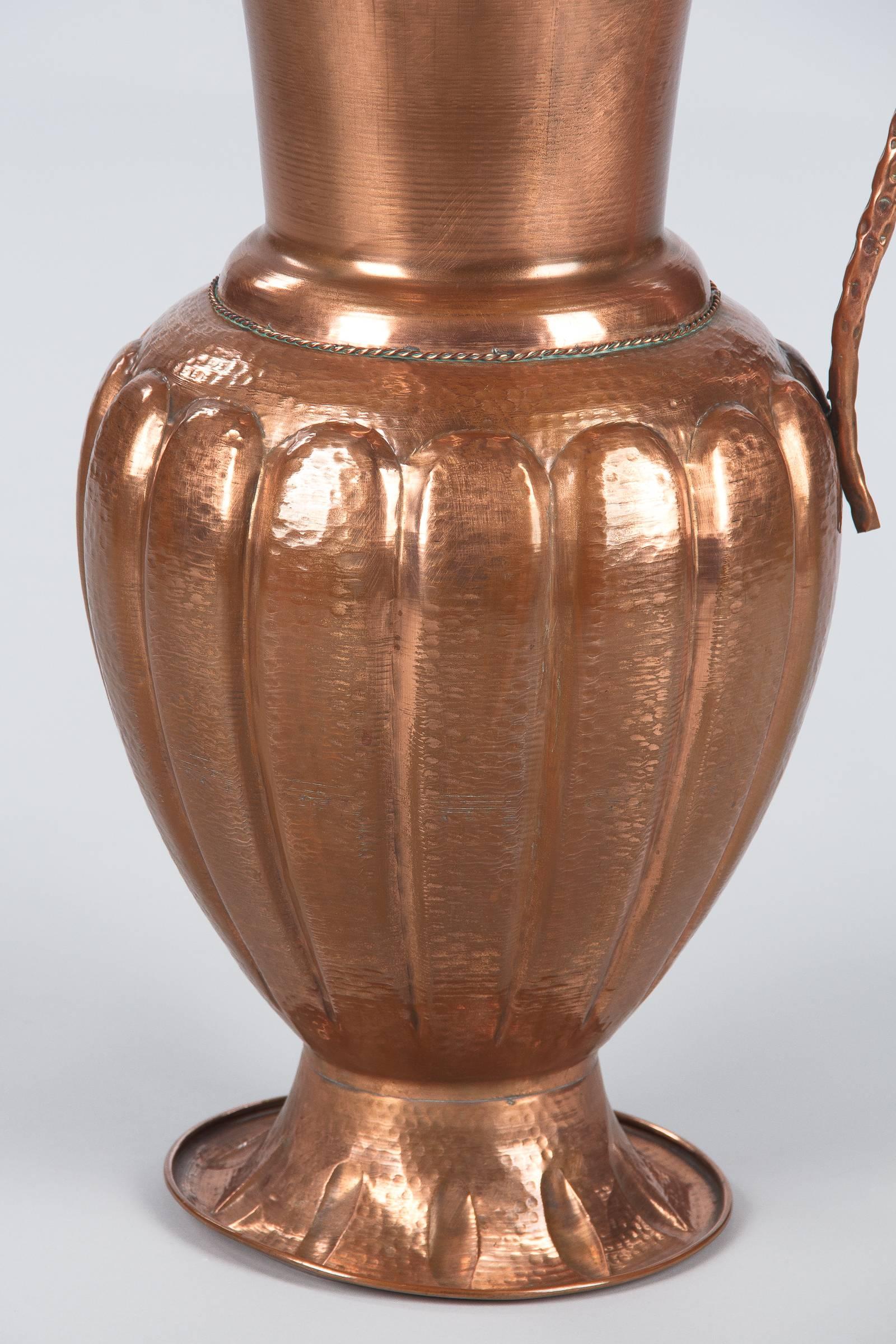 French Provincial French Copper Pitcher or Umbrella Stand, 1950s
