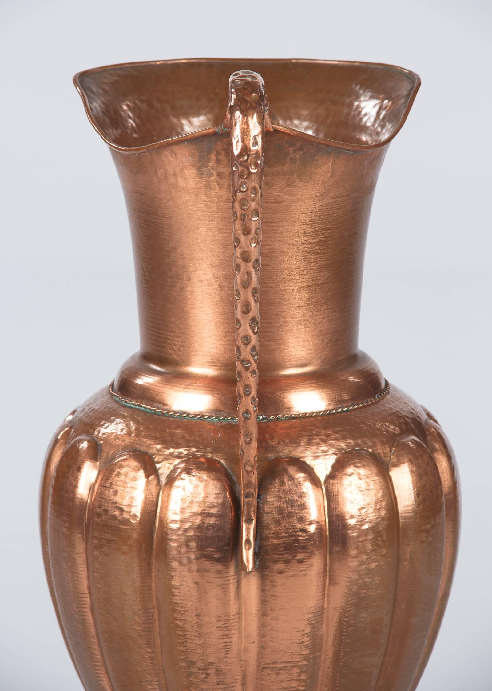 French Copper Pitcher or Umbrella Stand, 1950s In Good Condition In Austin, TX