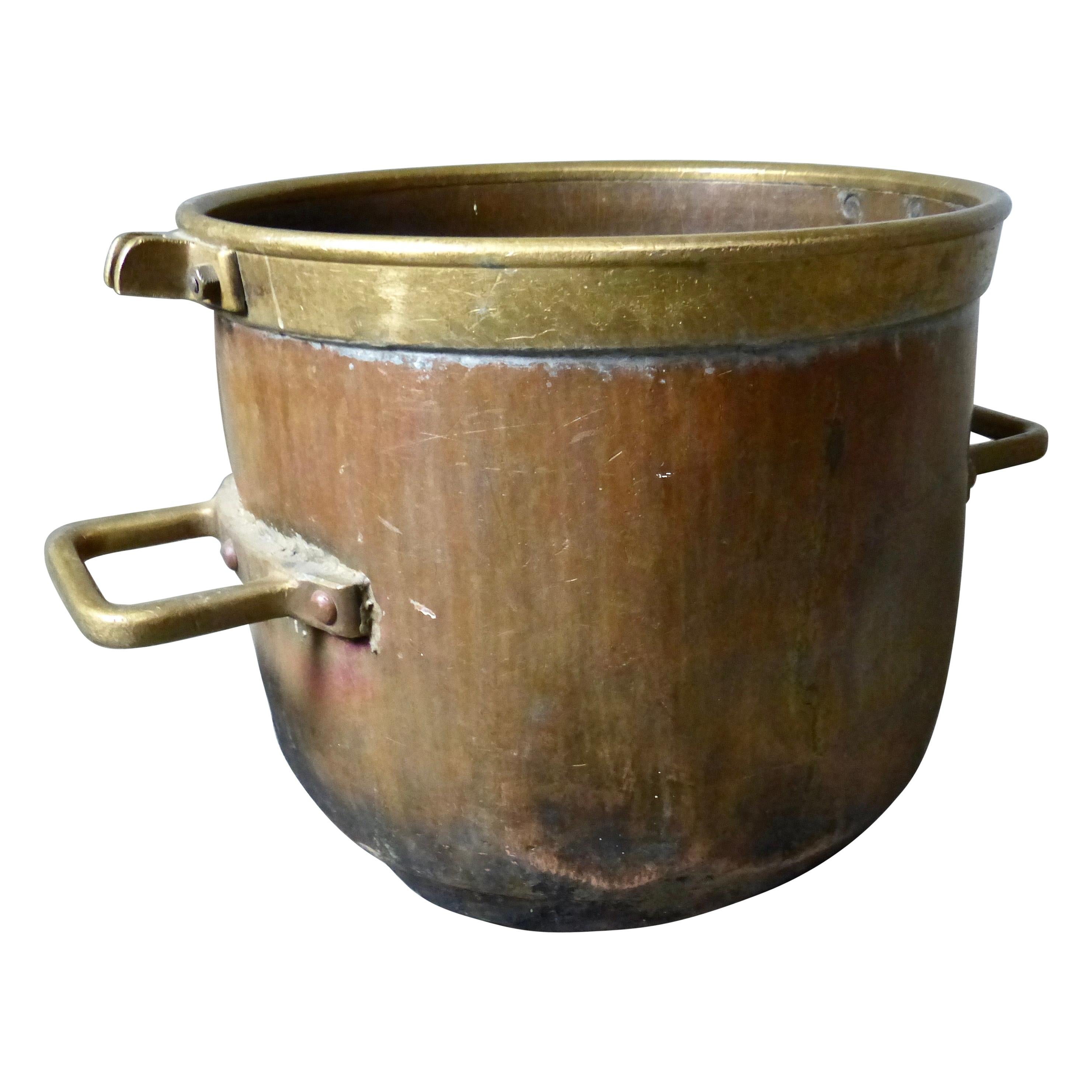 French Copper Pot/Cauldron with Brass Accents, circa 1880