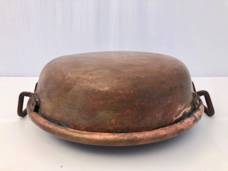 French Copper Preserving Pan/Sugared Almond Pan, Wrought Iron Handles, 1800s For Sale 1