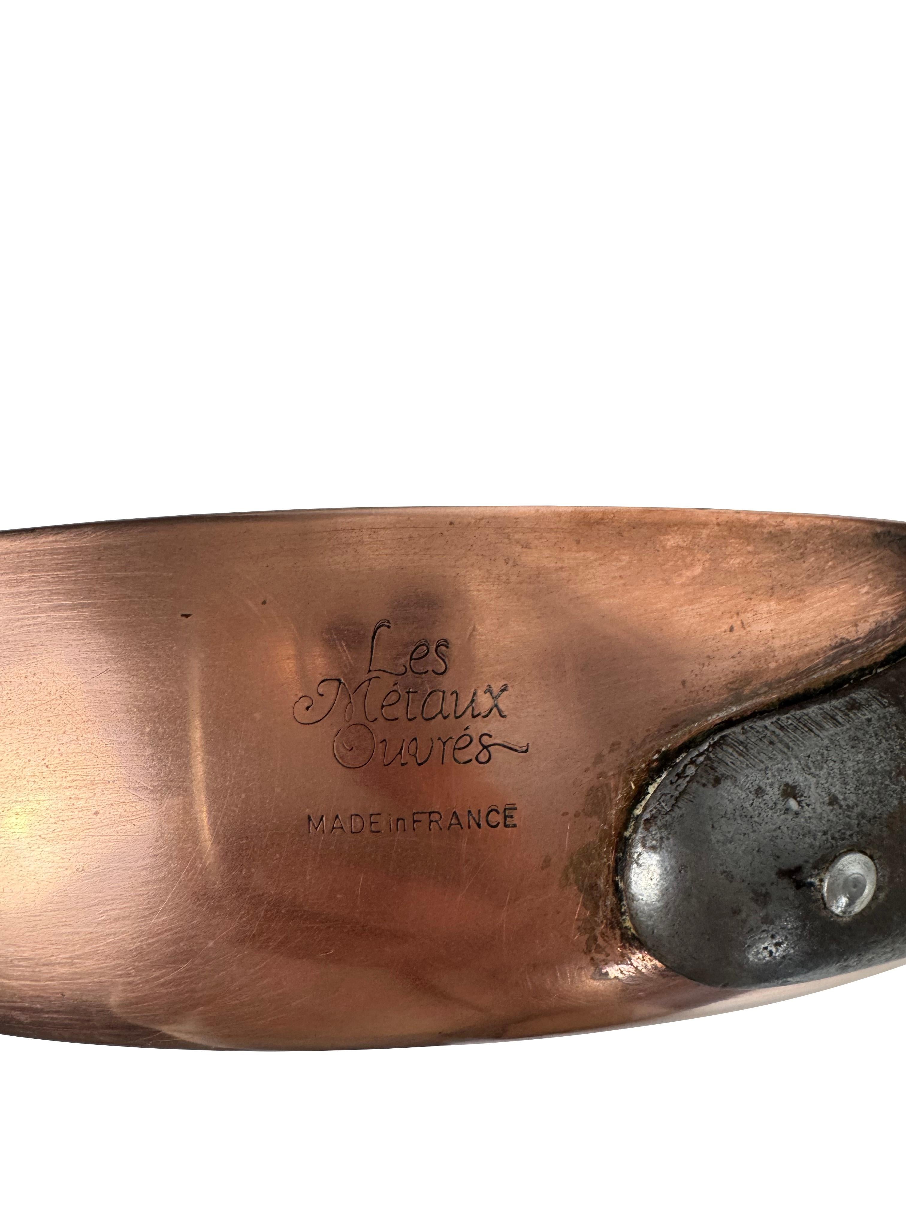 Brass French Copper Skillet 9 Inch Marked Metaux Ouvres France For Sale
