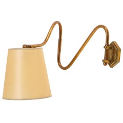 French Copper Swing Arm Brass Wall Lamp